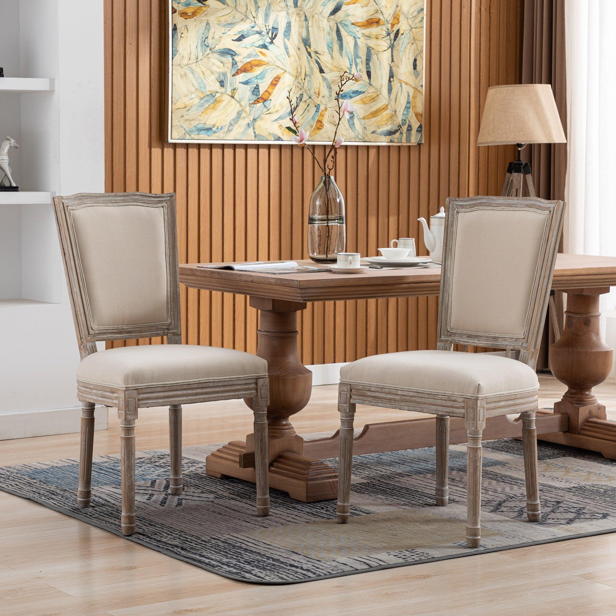 Upholstered Fabrice French Dining Chair,Set of 2,Beige image