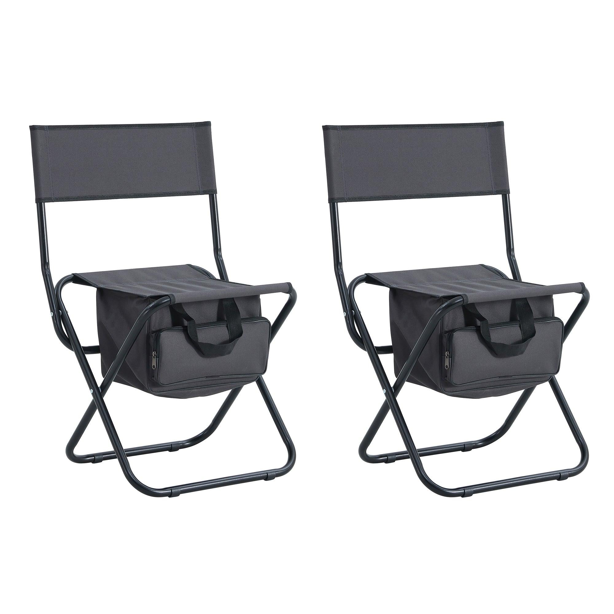 2-piece Folding Outdoor Chair withStorage Bag, Portable Chair for indoor, Outdoor Camping, Picnics and Fishing,Grey