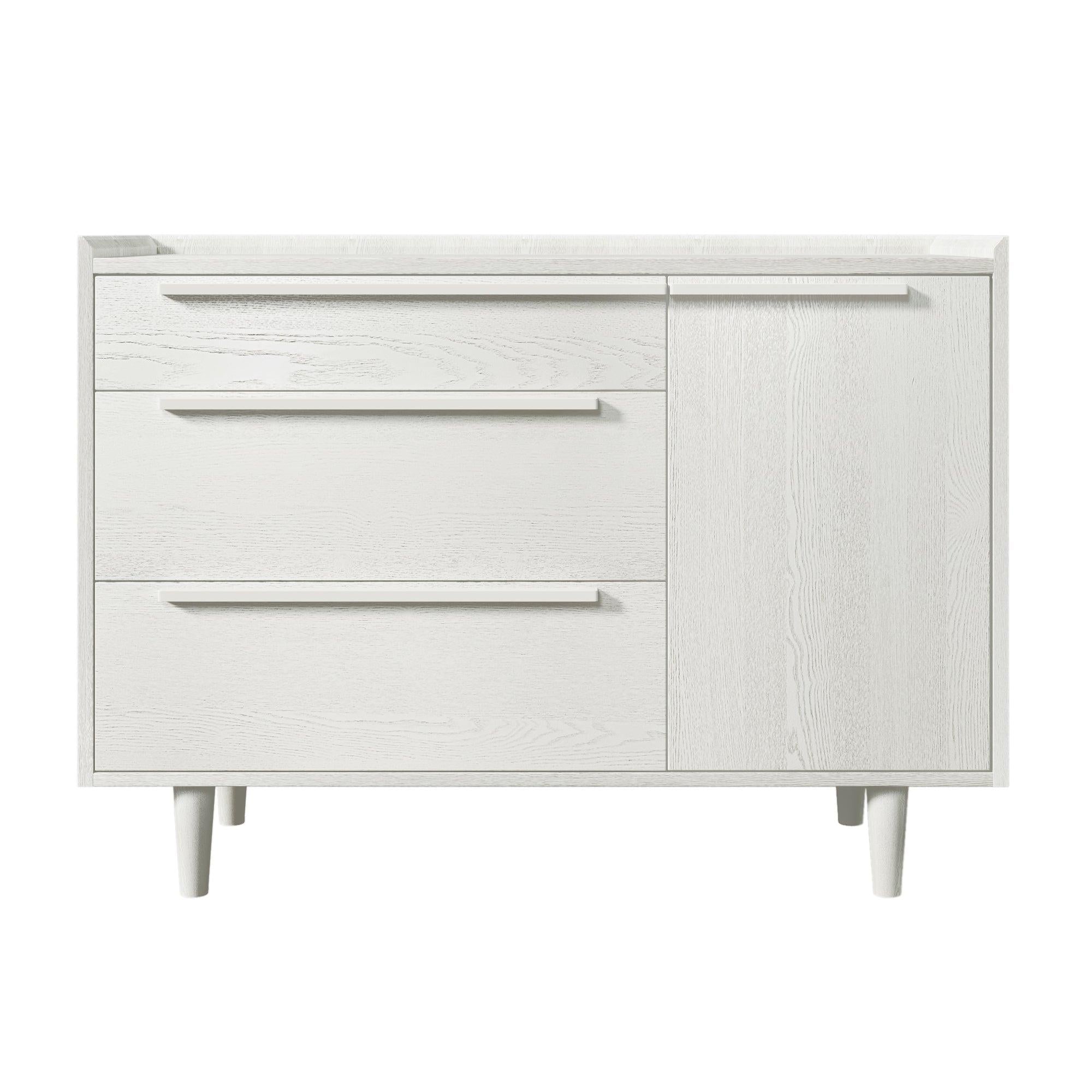 Modern Style Manufactured Wood 3-Drawer Dresser with Solid Wood Legs, White