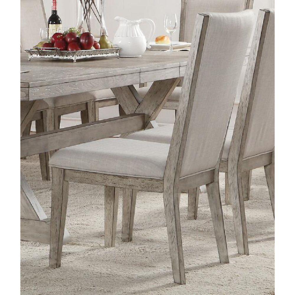 ACME Rocky Side Chair (Set-2) in Fabric & Gray Oak 72862 image