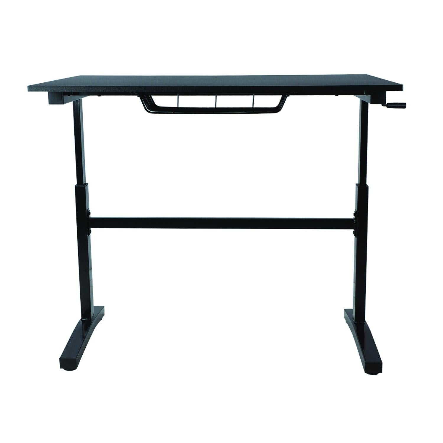 Atlantic Sit Stand Desk with Casters - Black (Height Adjustable) with side crank (switchable either side, left or right side crank)