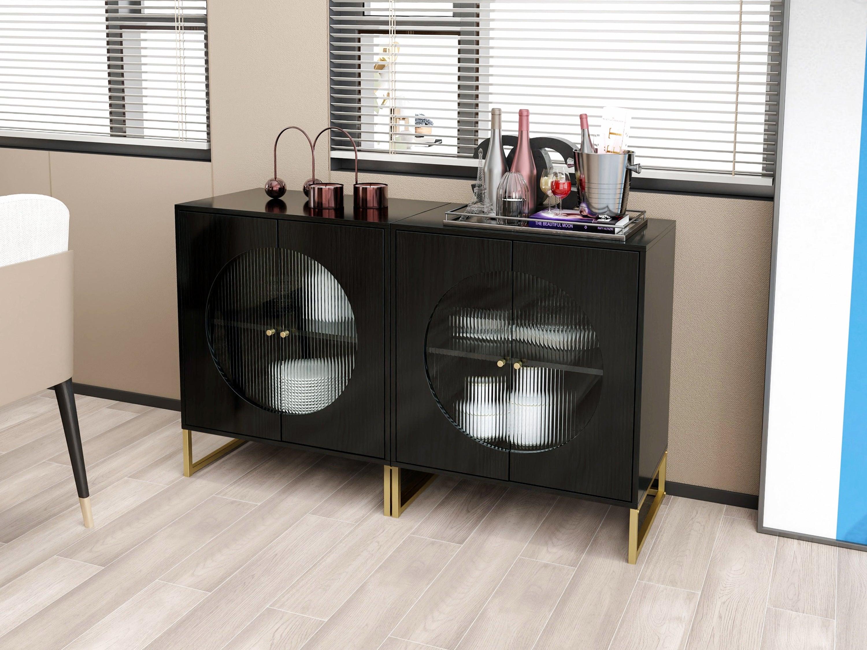 BlackStorage Cabinet with Glass Door, Sideboard Buffet Cabinet for Kitchen,Dining Room