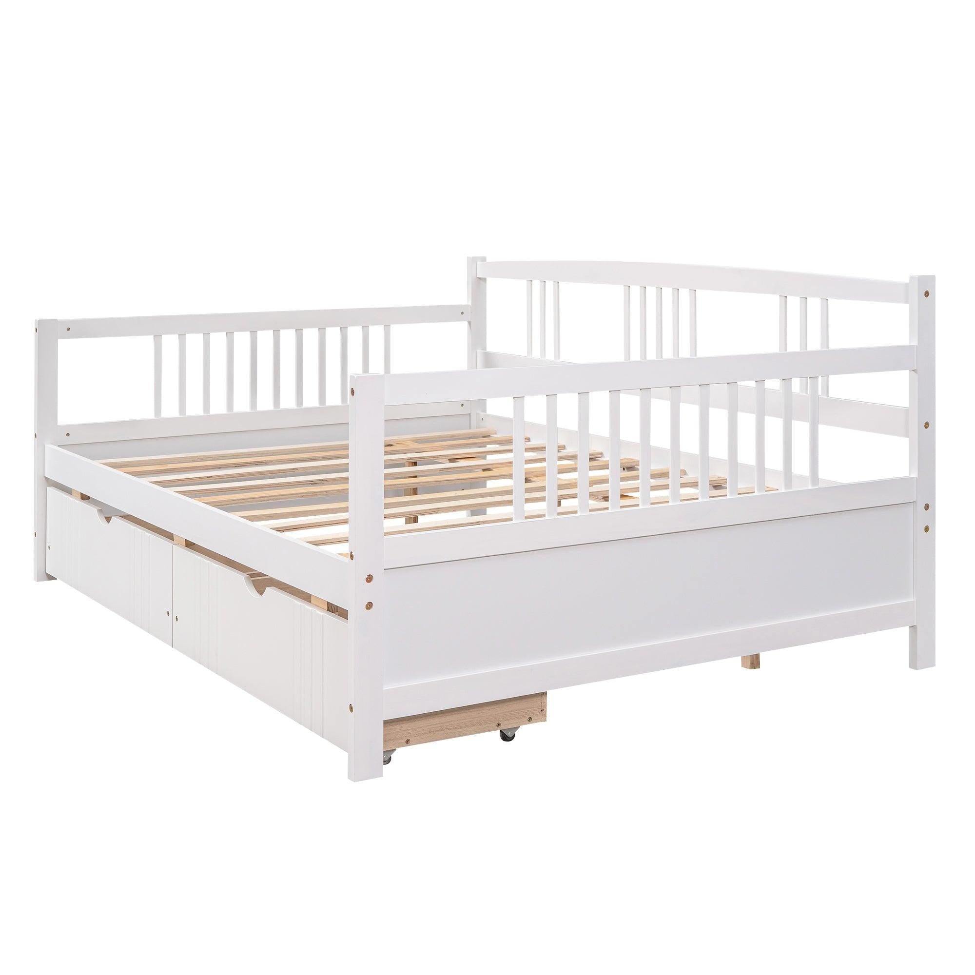 Twin Size Daybed Wood Bed with Two Drawers,White