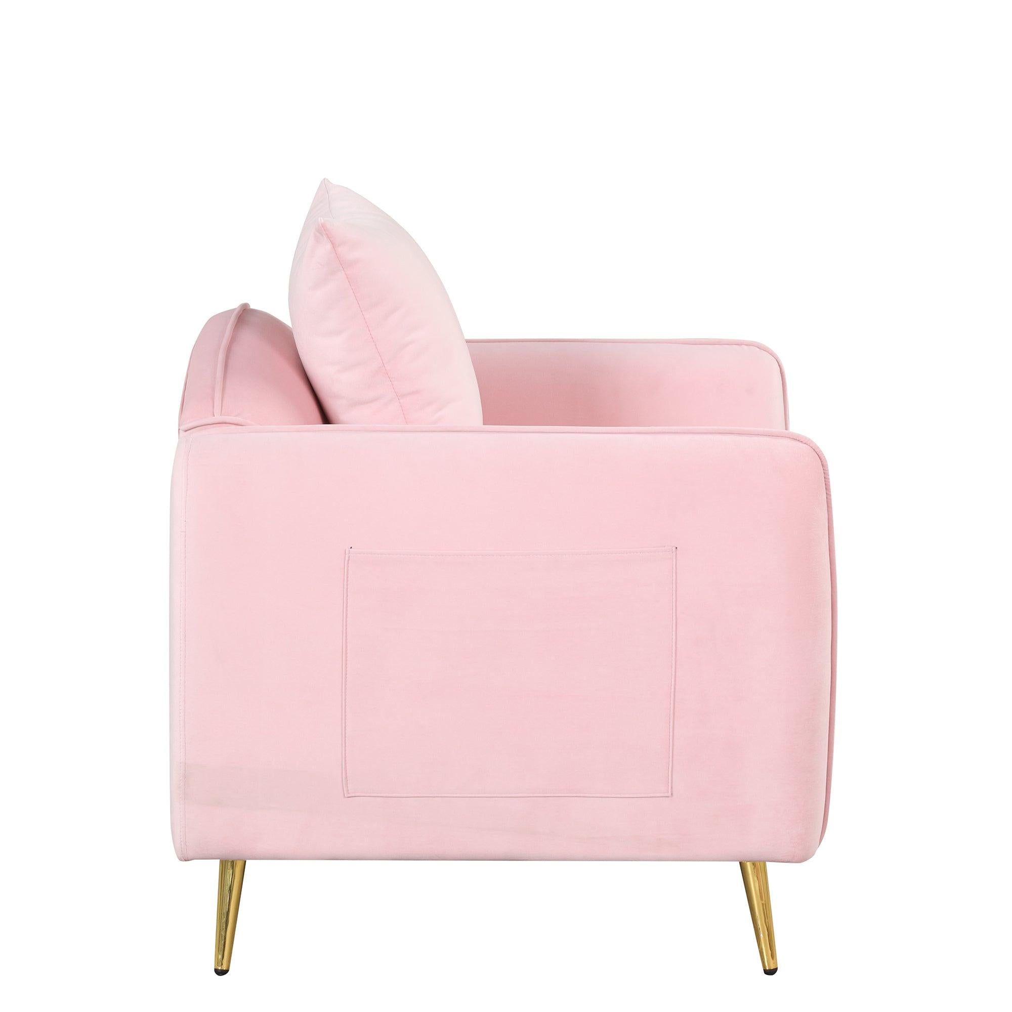 35.2"Modern Accent Chair,Single Sofa Chair with Ottoman Foot Rest and Pillow for Living Room Bedroom Small Spaces Apartment Office,Pink