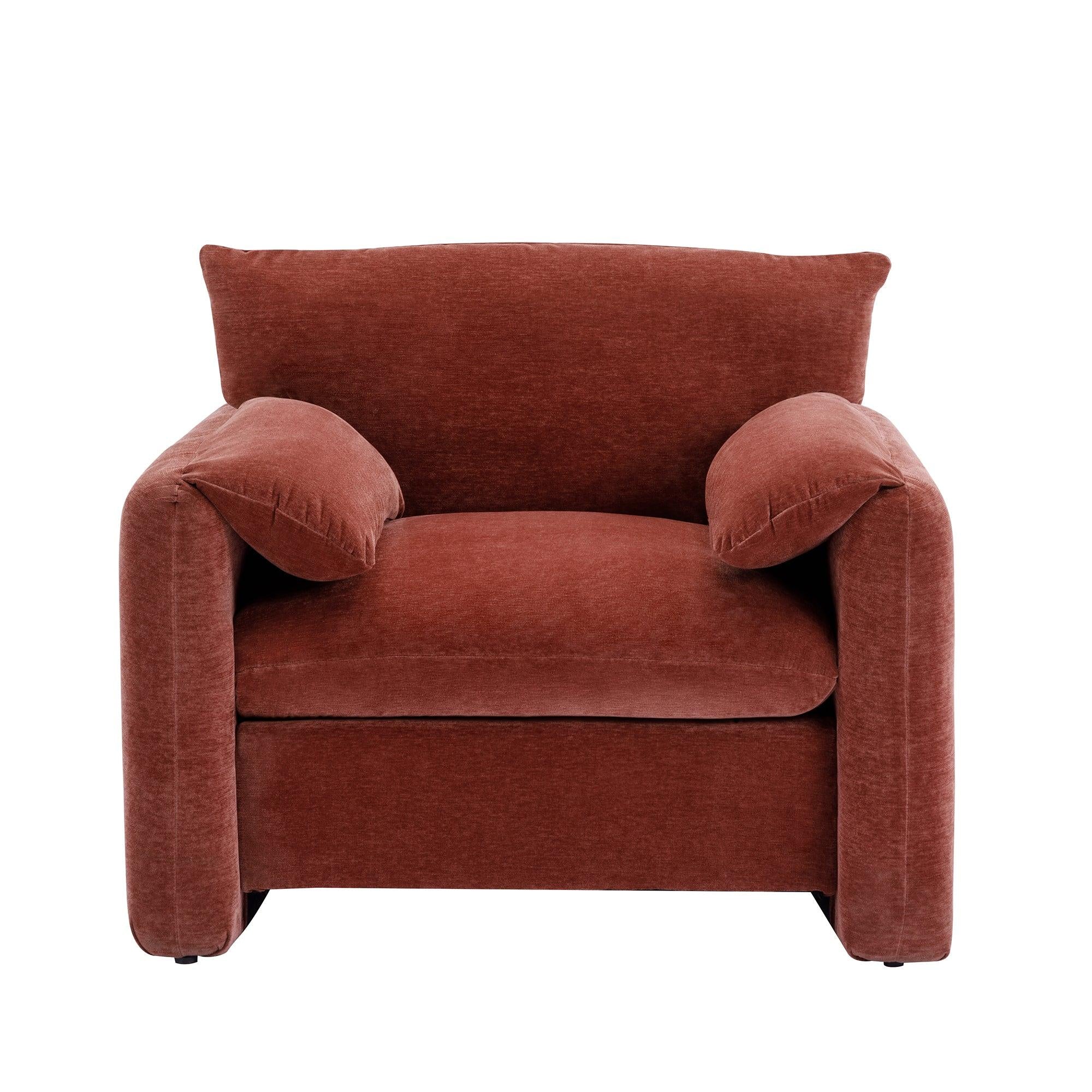 Modern Style Chenille Oversized Armchair Accent Chair Single Sofa Lounge Chair 38.6''W for Living Room, Bedroom, Claret Red