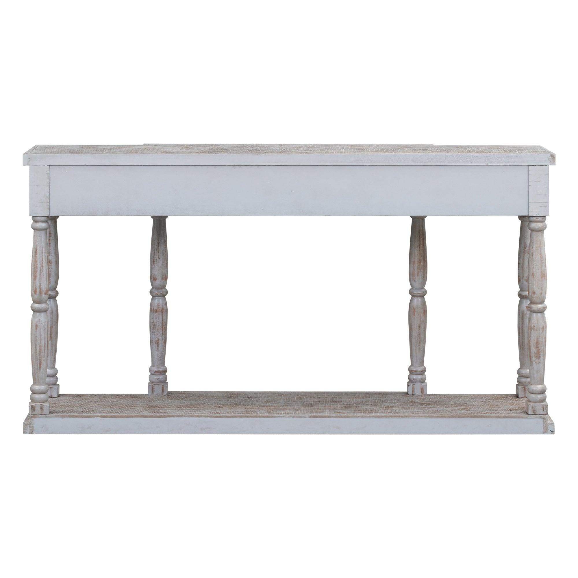 Retro Senior Console Table for Hallway Living Room Bedroom with 4 Front FacingStorage Drawers and 1 Shelf