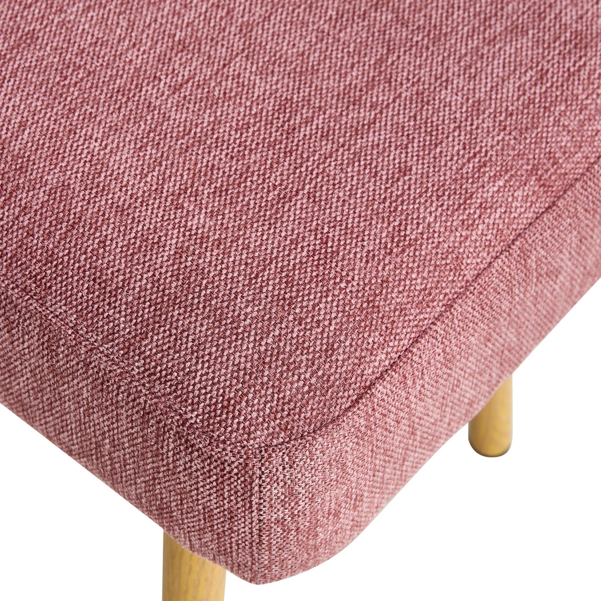 Linen Fabric Upholstered Bench With Gold Metal Legs .Shoe Changing Bench Sofa Bench Dining Chair .for to Bedroom Fitting Room, Store, Dining Room and Living Room.Dark Pink