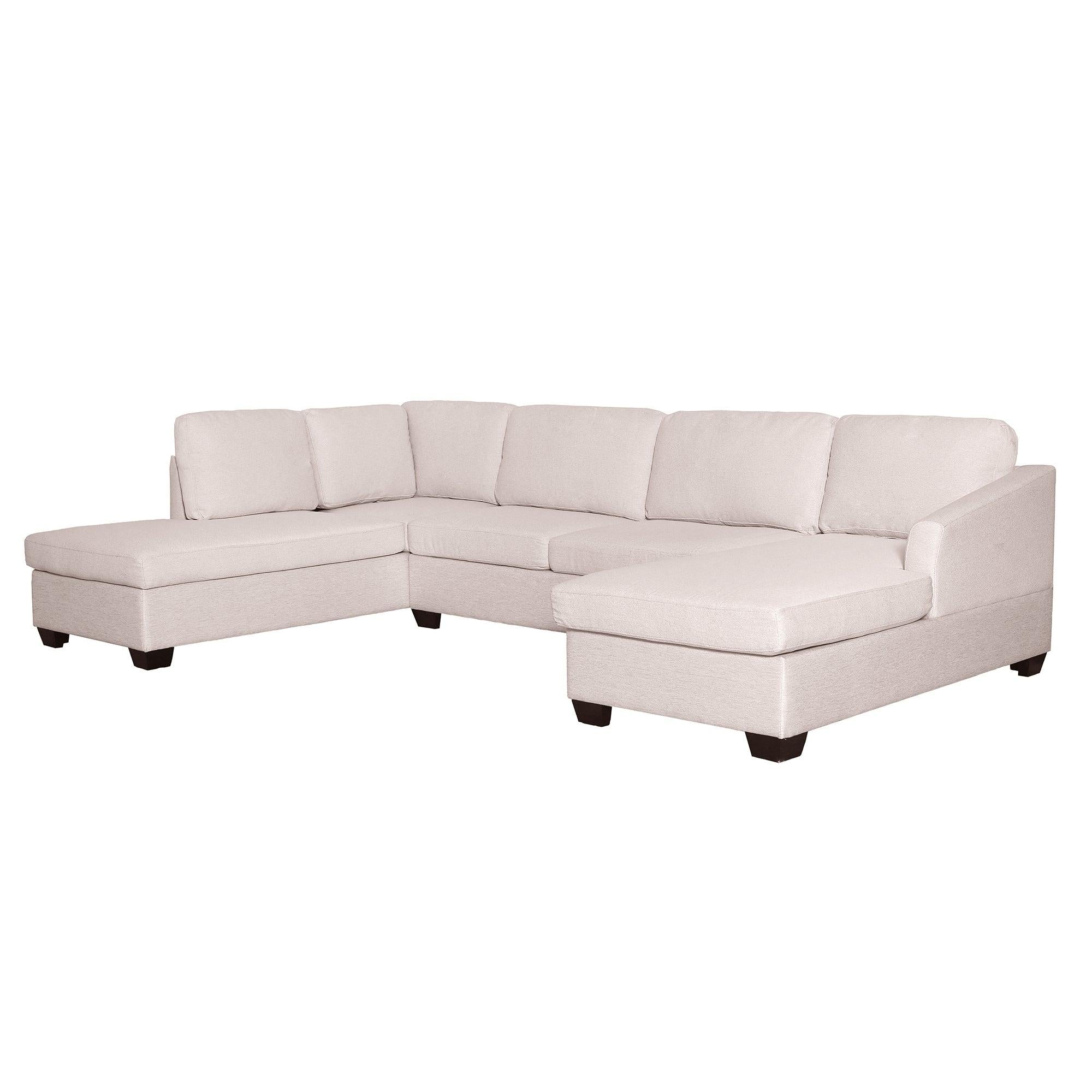 Modern Large  U-Shape Sectional Sofa, Double Extra Wide Chaise Lounge Couch,  Beige