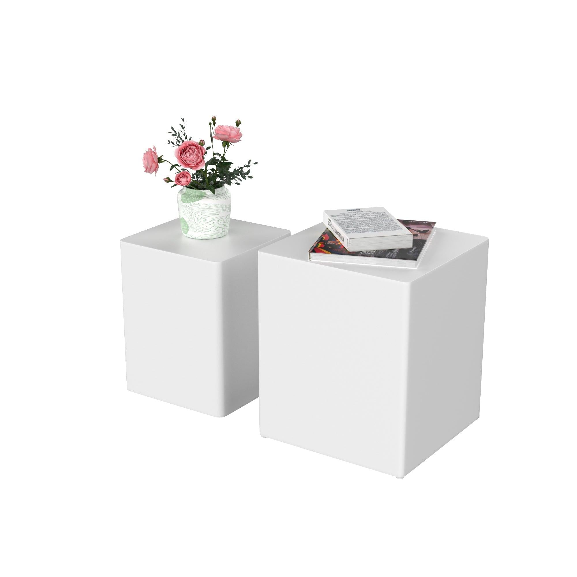 Upgrade MDF Nesting table/side table/coffee table/end table for living room,office,bedroom White，set of 2