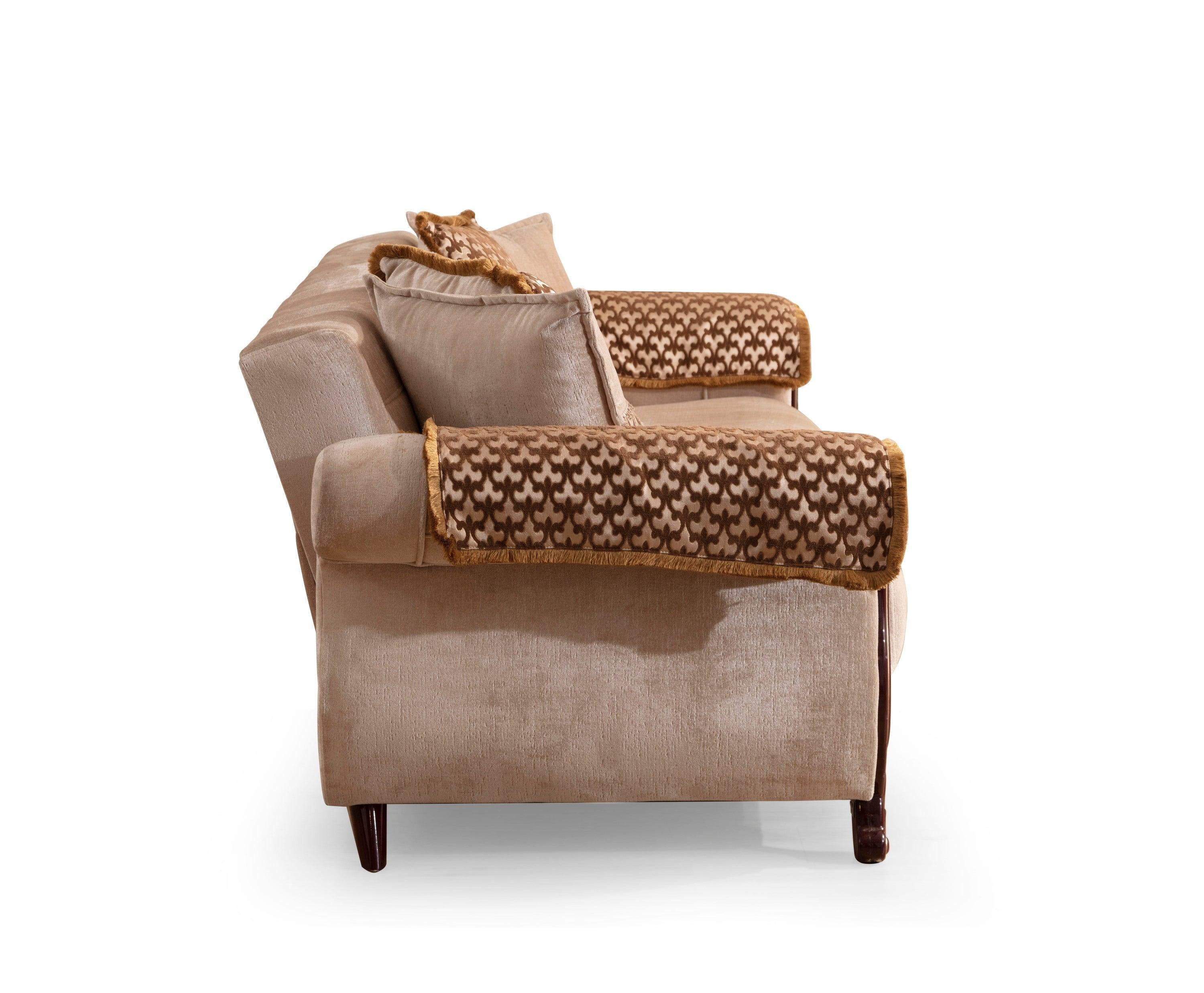 Carmen 3 Pc Made With Chenille Upholstery in Beige Color