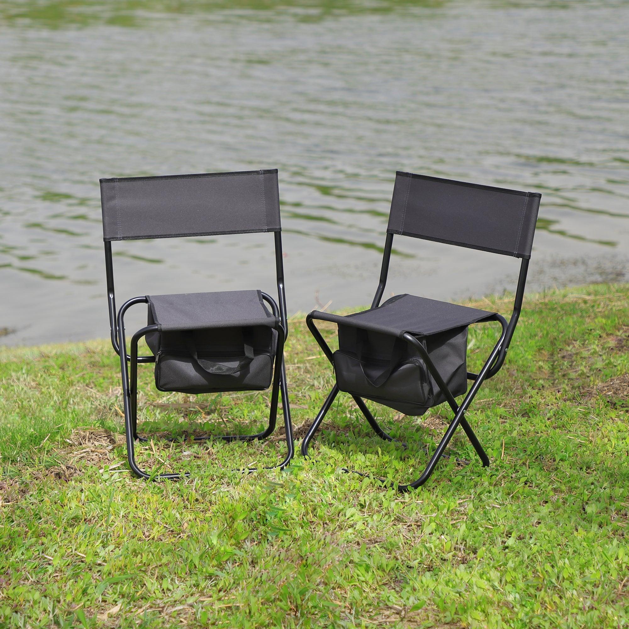 2-piece Folding Outdoor Chair withStorage Bag, Portable Chair for indoor, Outdoor Camping, Picnics and Fishing,Grey image