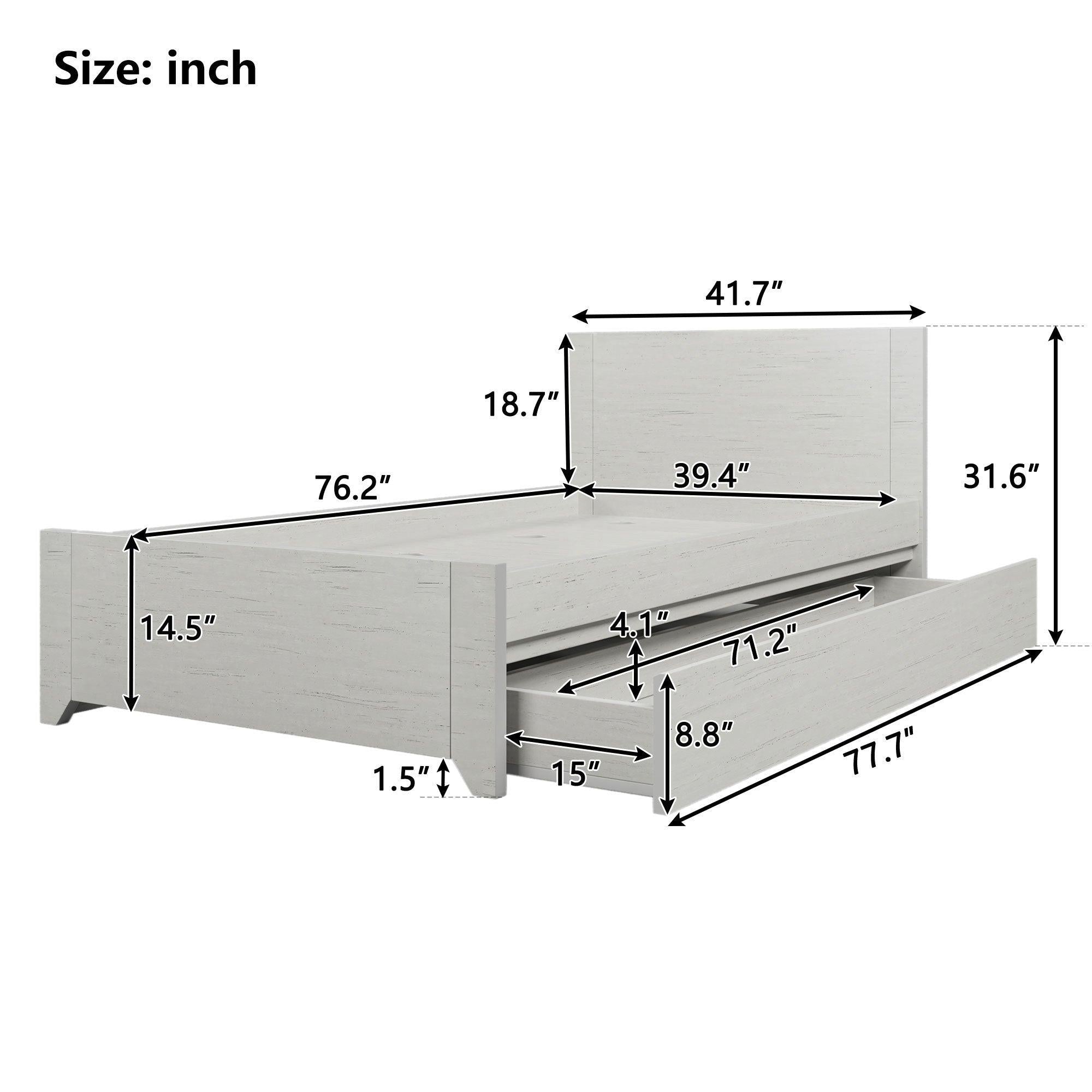 3 Pieces Simple Style Manufacture Wood Bedroom Sets with Twin bed, Nightstand and Dresser, Stone Gray