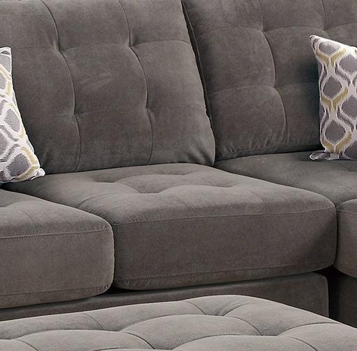 Living Room Sectional Waffle Suede Charcoal Color Sectional Sofa w Pillows Couch Tufted Cushion  Contemporary (NO OTTOMAN)