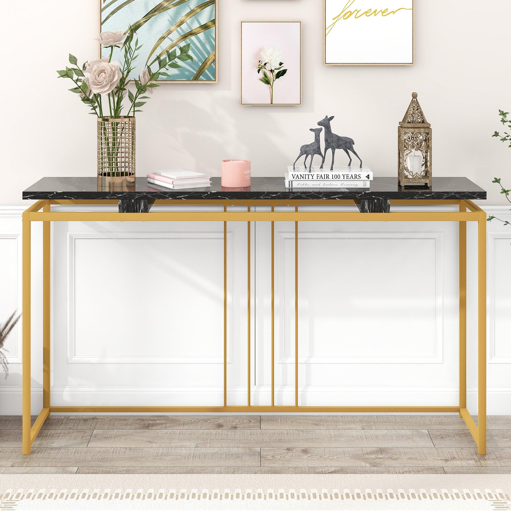 63''Modern Console Table, Extra Long Entryway Table with Metal Frame for Entryway, Hallway, Living Room, Foyer, Corridor, Office