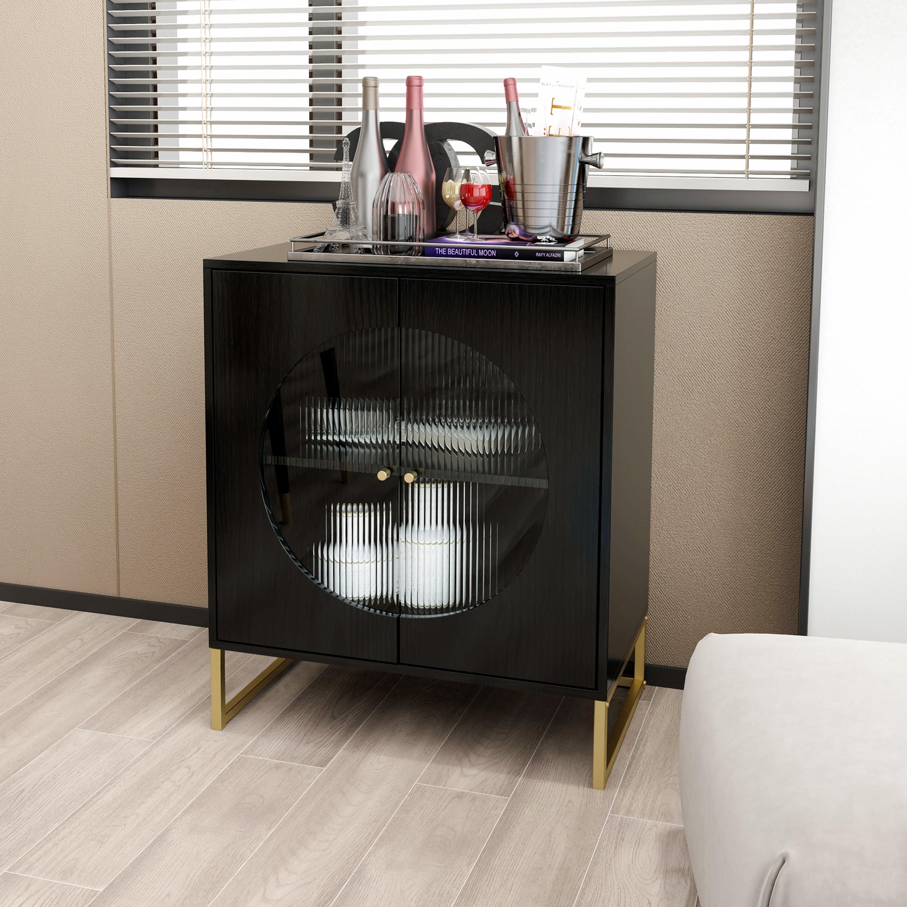 BlackStorage Cabinet with Glass Door, Sideboard Buffet Cabinet for Kitchen,Dining Room