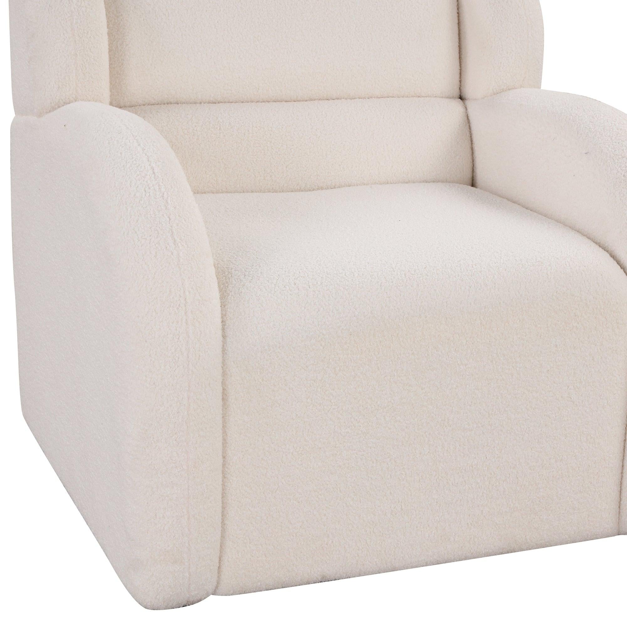 Swivel Accent Chair with Ottoman, Teddy Short Plush Particle Velvet Armchair,360 Degree Swivel Barrel Chair with footstool for Living Room, Hotel, Bedroom, Office, Lounge,White