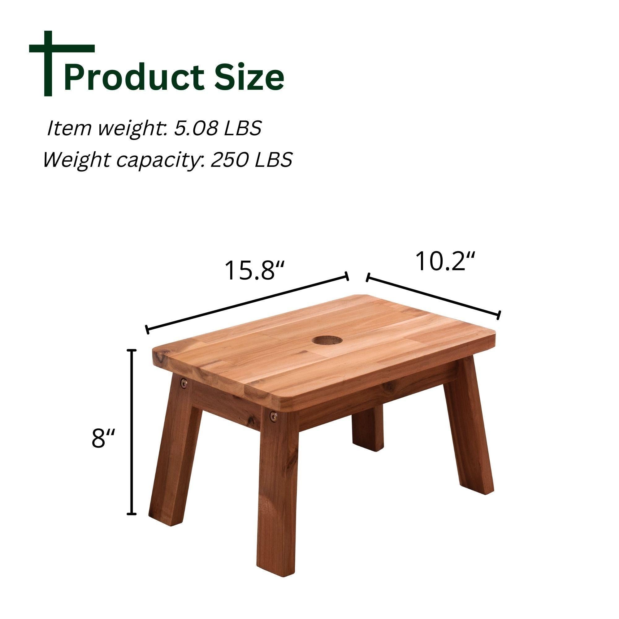 Acacia Rectangle Kid Step Stool Best Ideas For Your Children When Brush Teeth, Wash Hands, Get Into Bed Independently, Natural Color