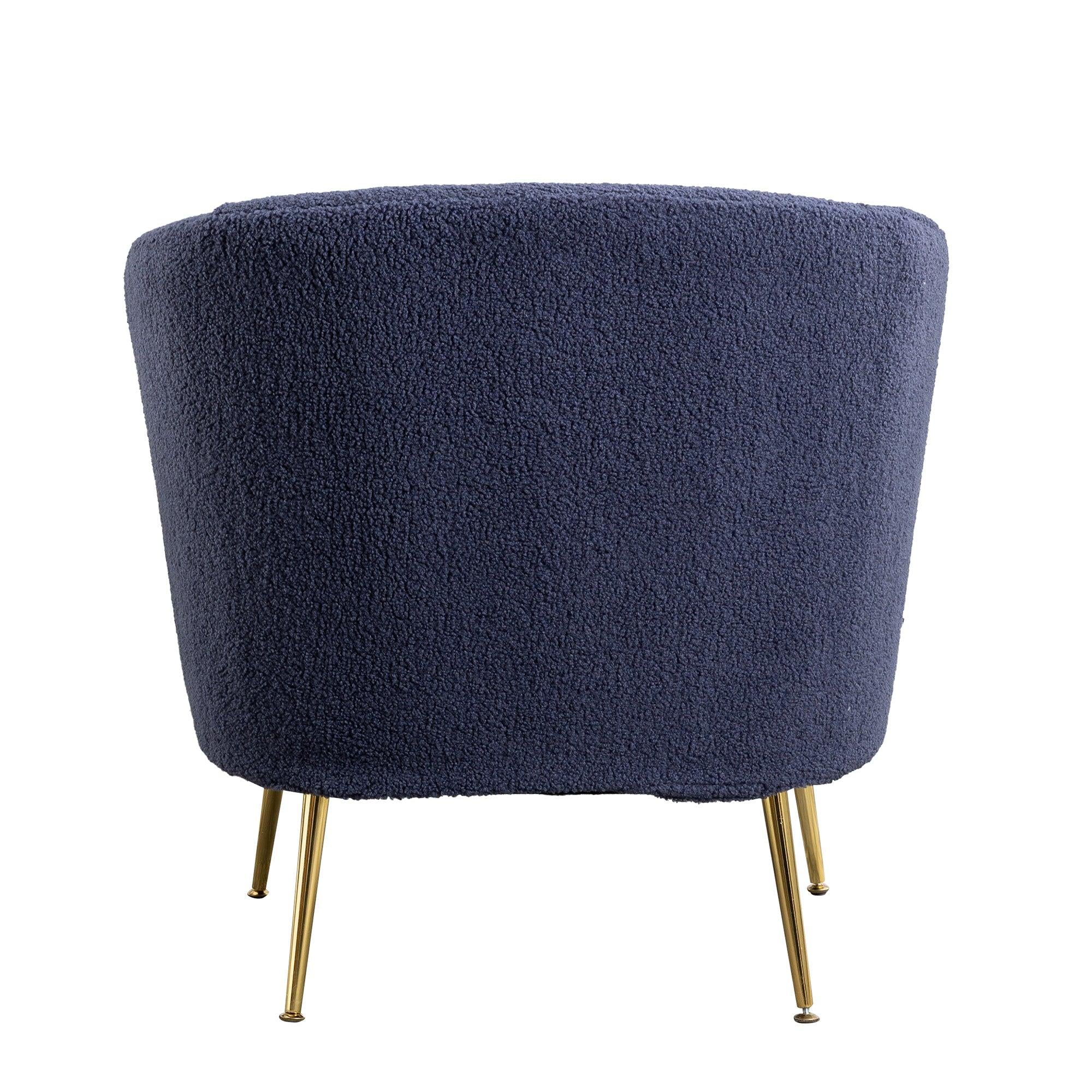 30.32"W Accent Chair Upholstered Curved Backrest Reading Chair Single Sofa Leisure Club Chair with Golden Adjustable Legs For Living Room Bedroom Dorm Room (Navy Boucle)