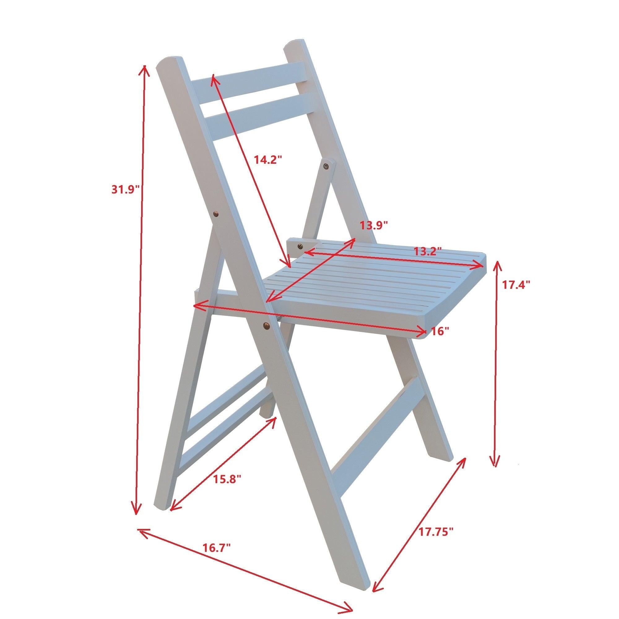 Furniture Slatted Wood Folding Special Event Chair - White, Set of 4 ，FOLDING CHAIR, FOLDABLE STYLE