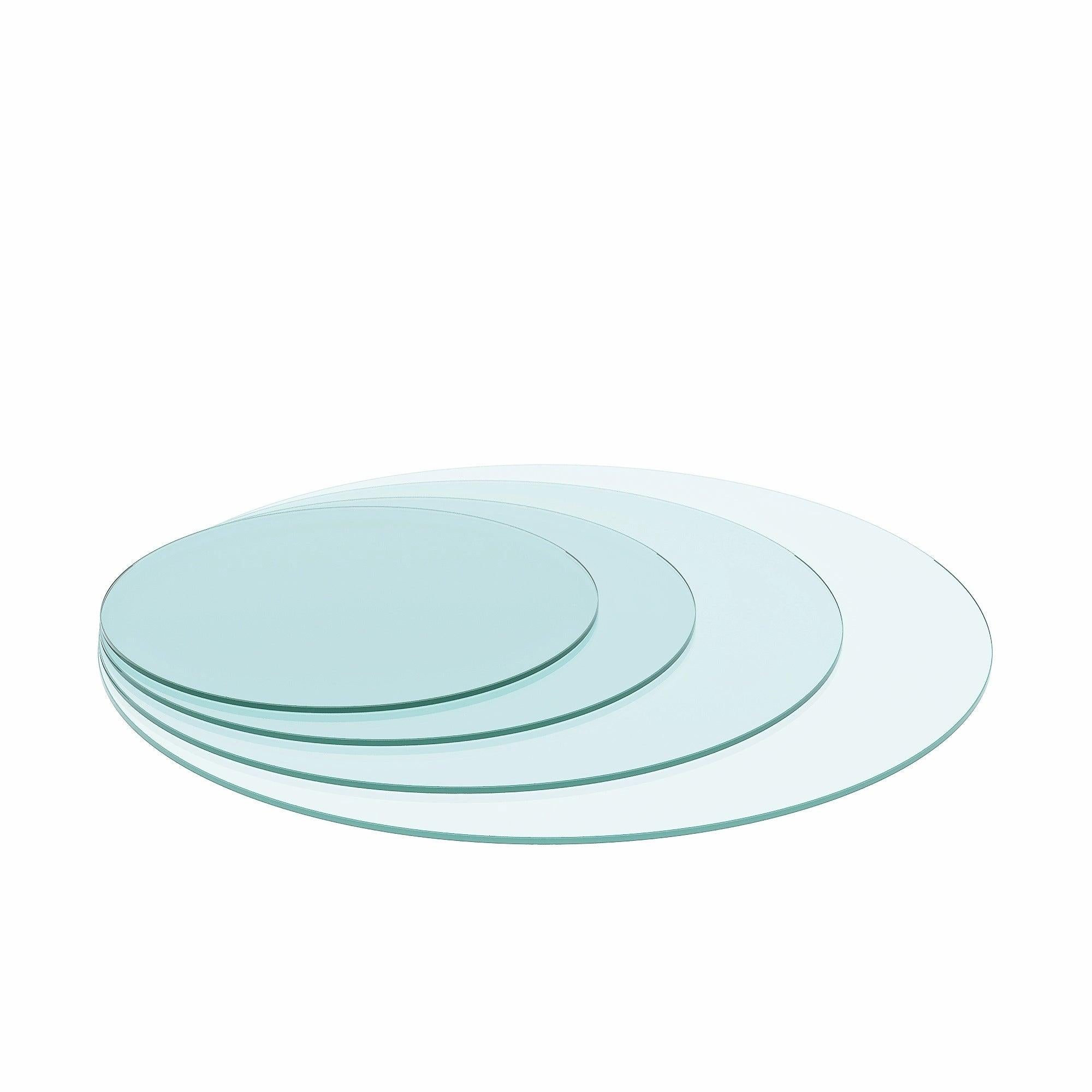 24" Inch Round Tempered Glass Table Top Clear Glass 1/4" Inch Thick Flat Polished Edge