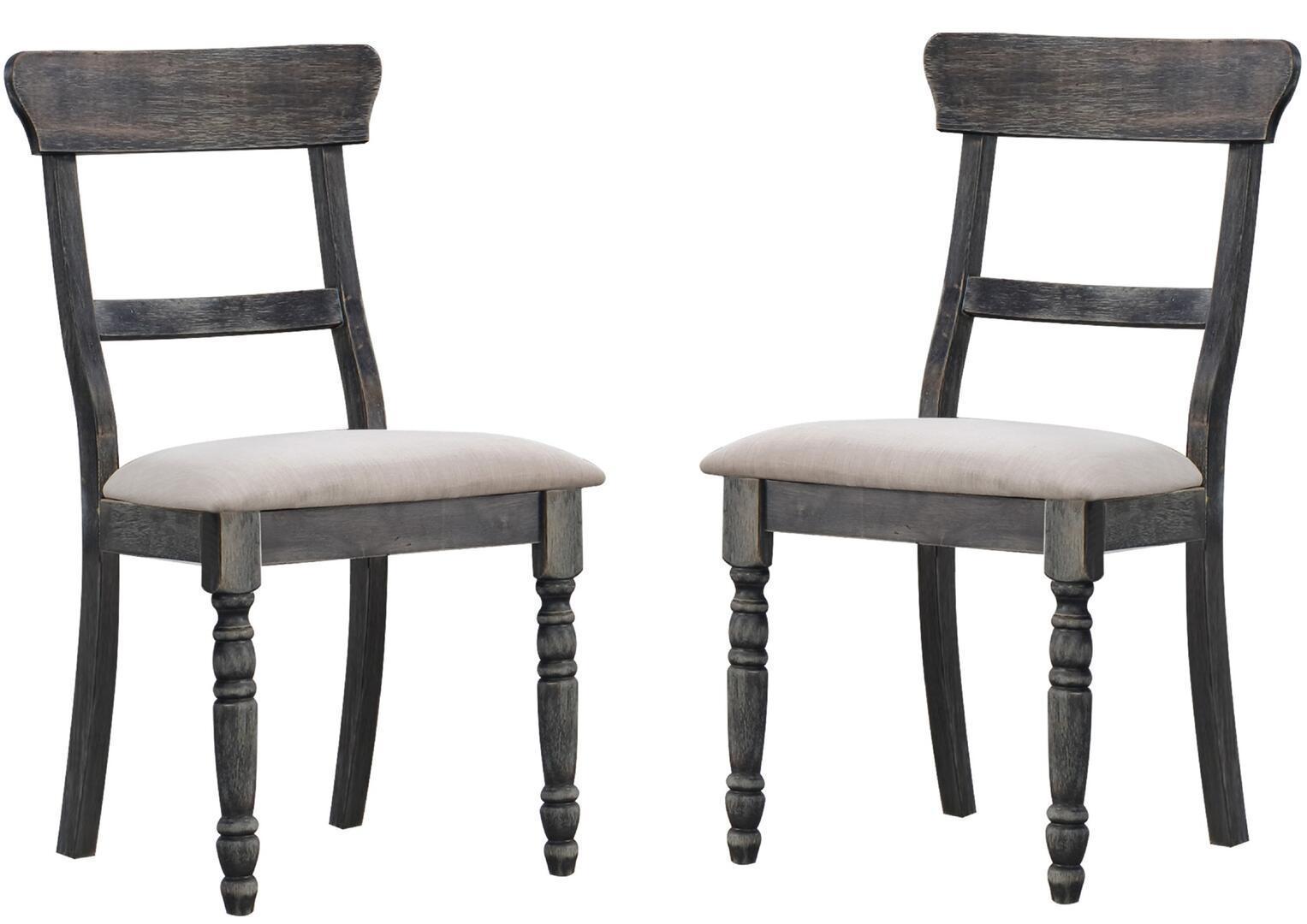 ACME Leventis Side Chair (Set-2) in Light Brown Linen & Weathered Gray 74642