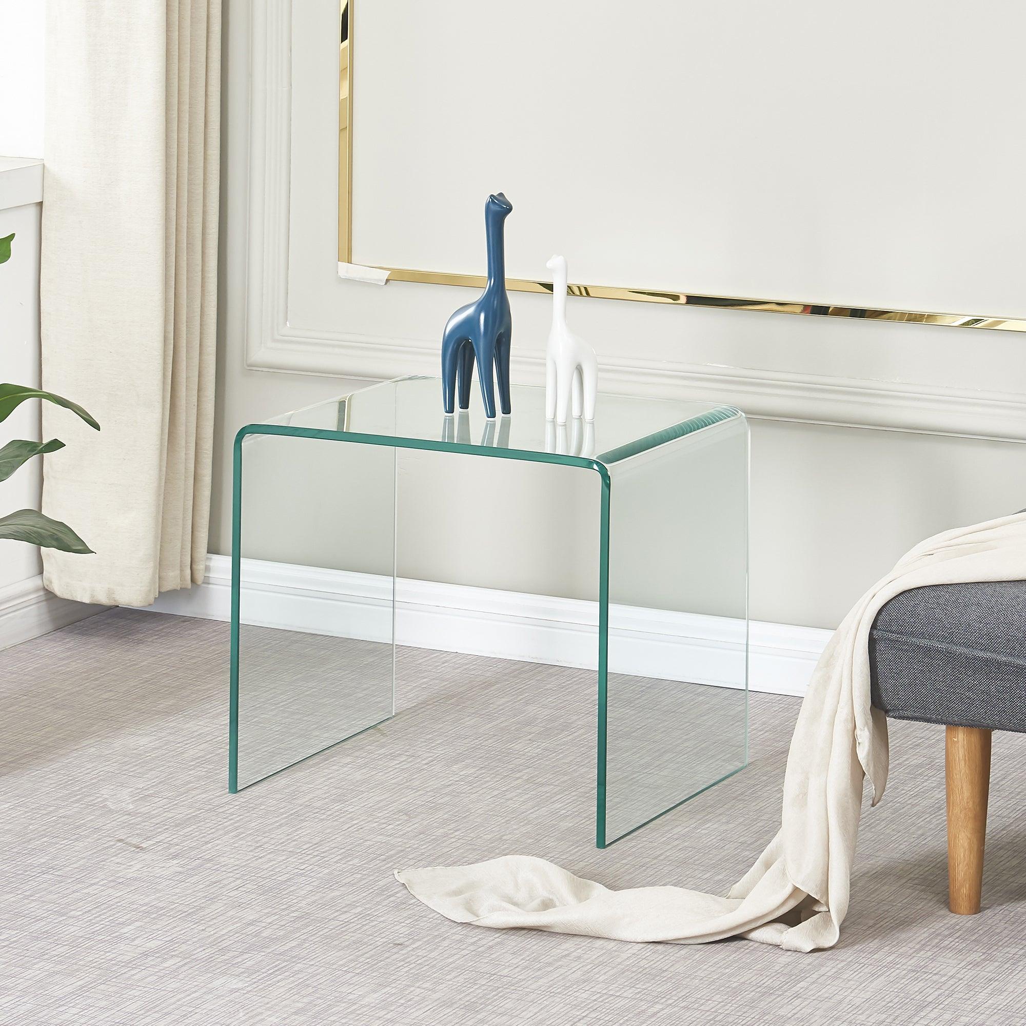 Small Clear Glass Side & End Table, Tempered Glass End Table Small Coffee Table