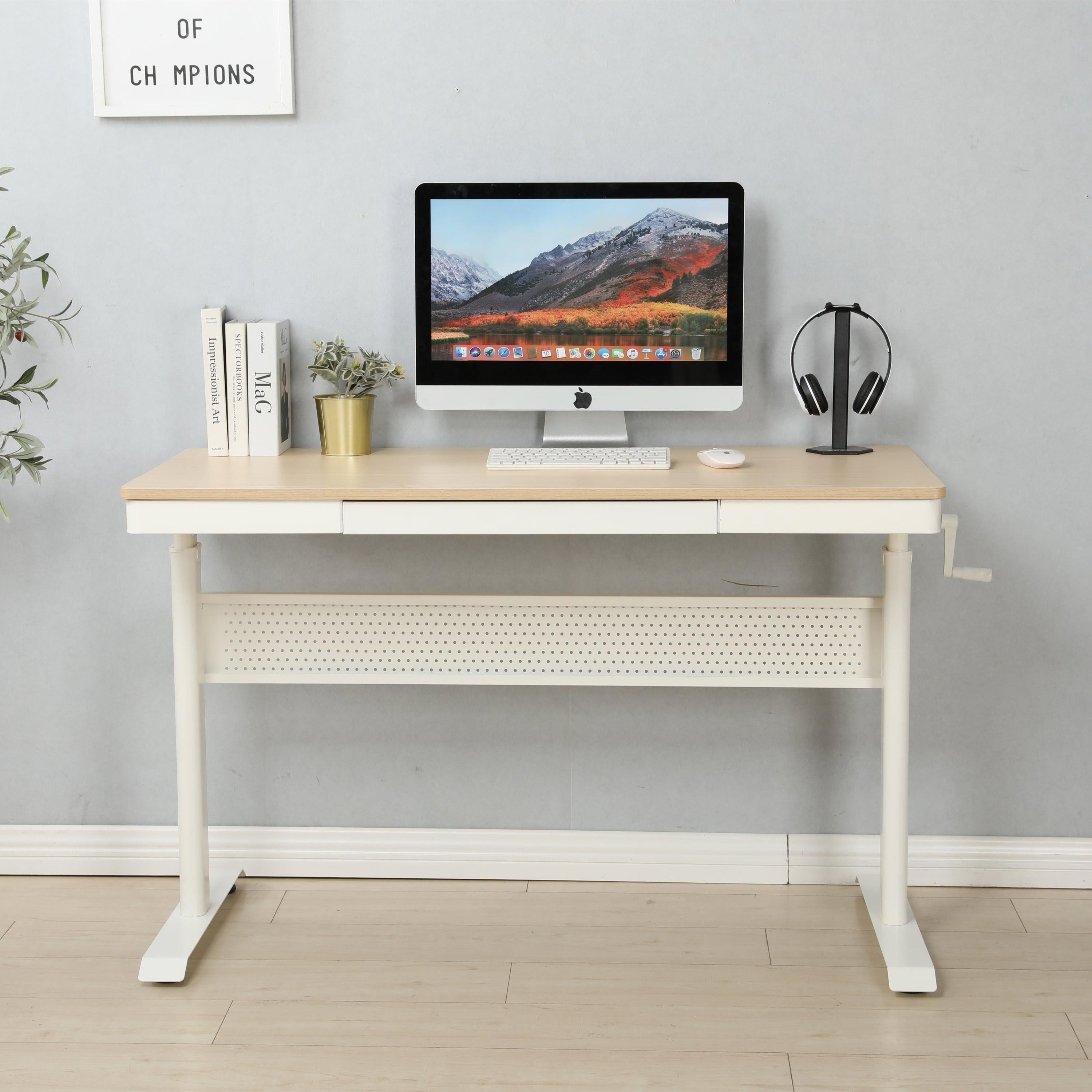 Standing Desk with Metal Drawer 48 x 24 Inches , Adjustable Height  Stand up Desk, Sit Stand Home Office Desk, Ergonomic Workstation