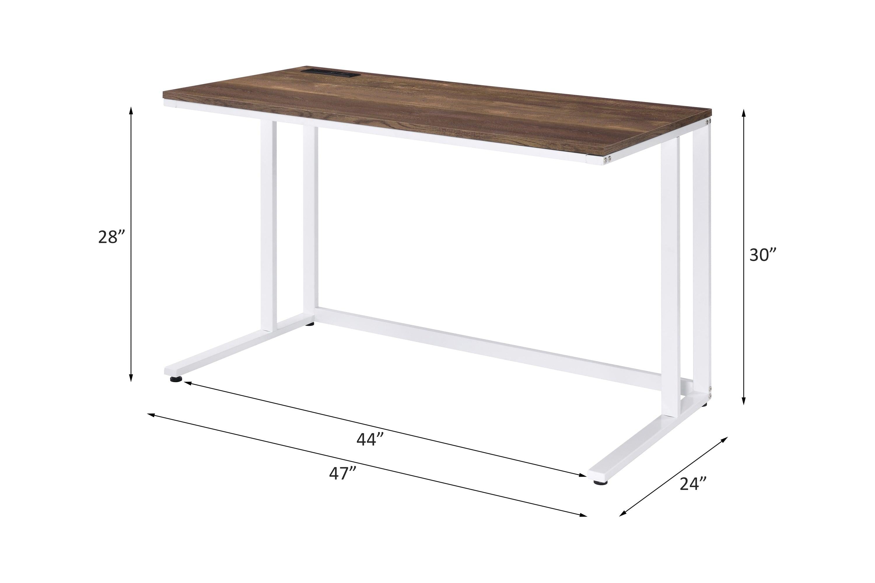 ACME Tyrese Built-in USB Port Writing Desk, Walnut & White Finish 93094