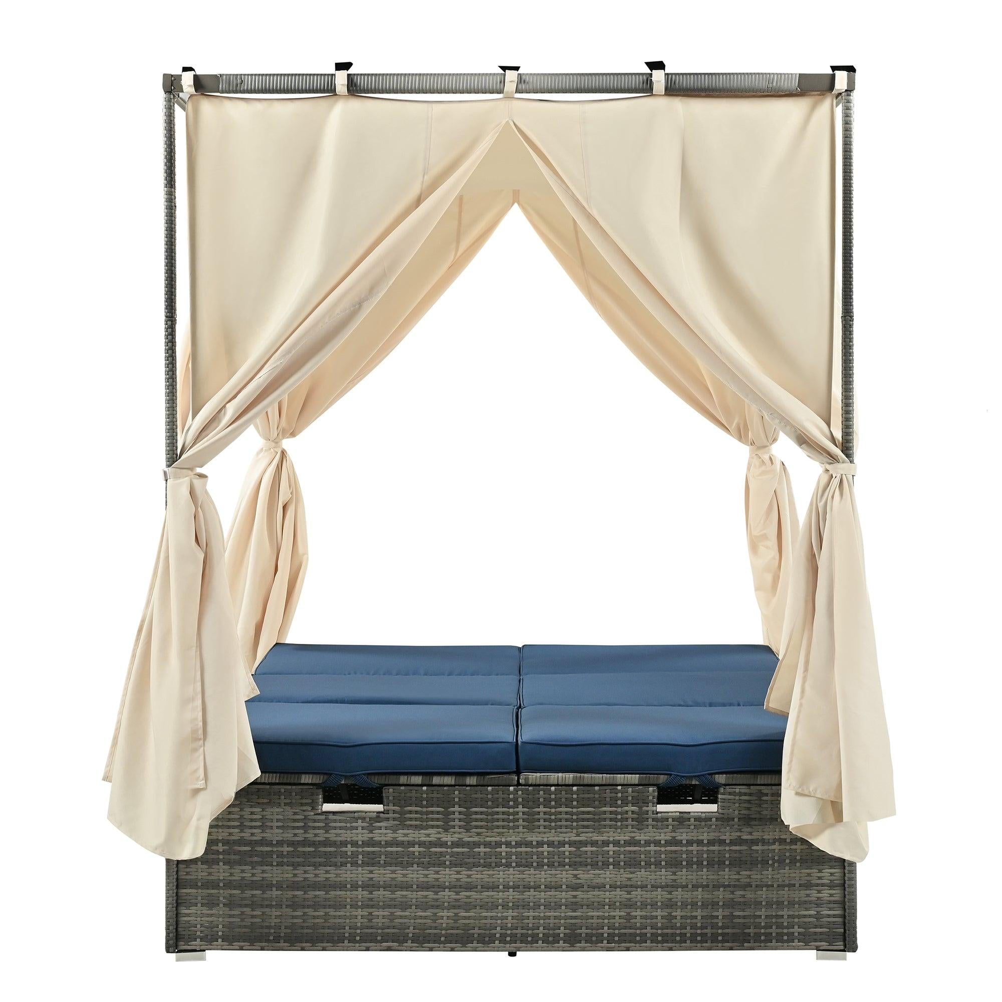 Adjustable Sun Bed With Curtain,High Comfort，With 3 Colors