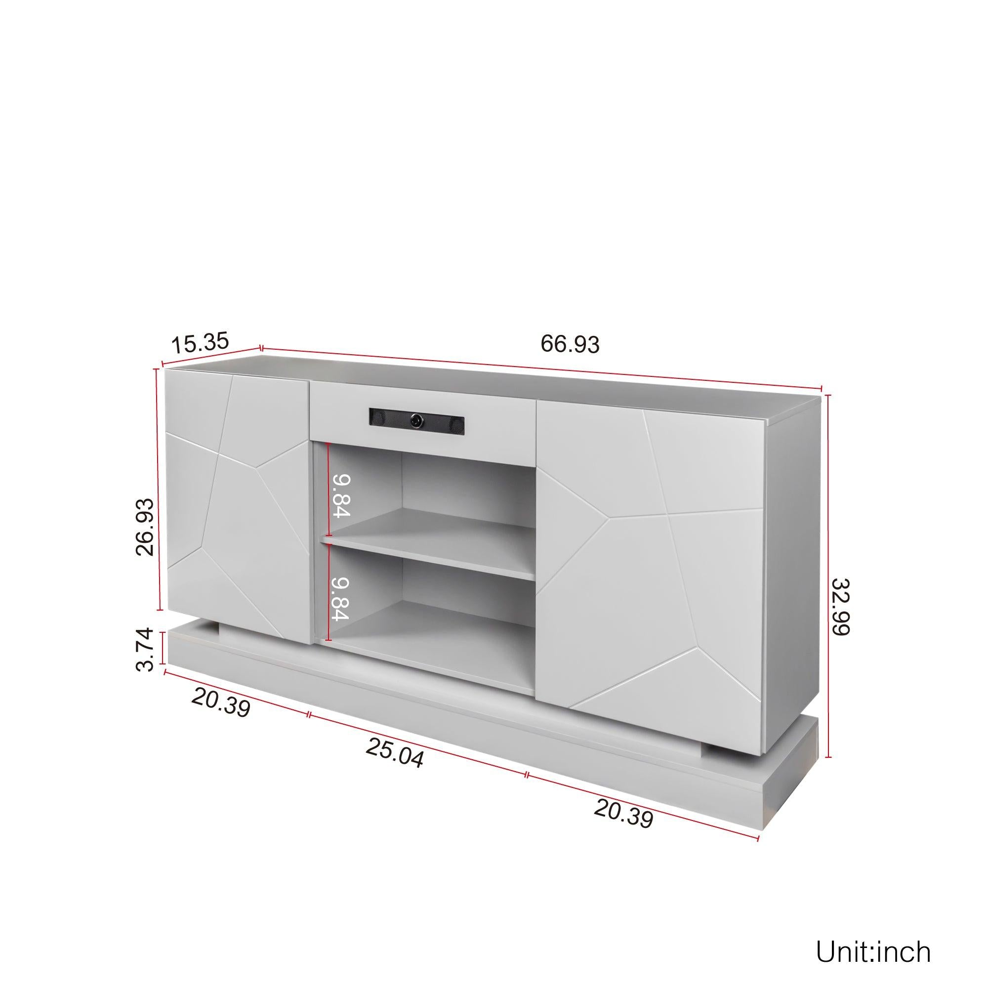 TV Cabinet , TV Stand with bluetooth speaker ,Modern LED TV Cabinet withStorage Drawers, Living Room Entertainment Center Media Console Table