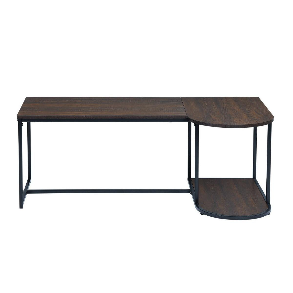 47.2''W x 25.6"D x 17.7"HModern Industrial Style Rectangular Wood Grain Top Coffee Table with Metal Frame - Walnut & Black