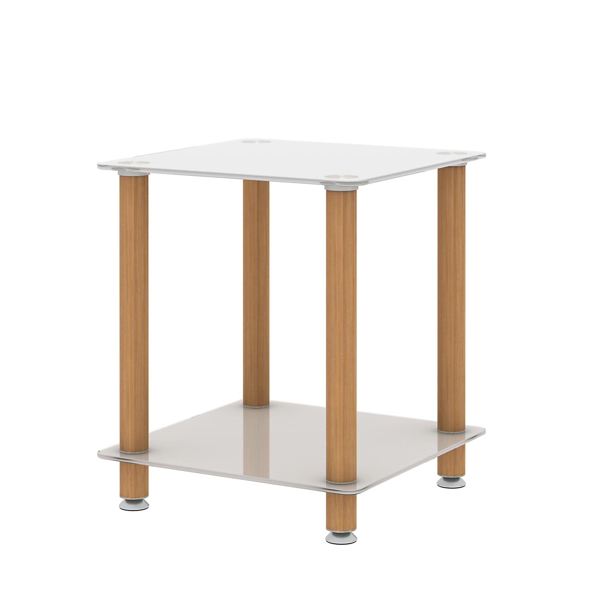 1-Piece White+Oak Side Table , 2-Tier Space End Table ,Modern Night Stand, Sofa table, Side Table withStorage Shelve