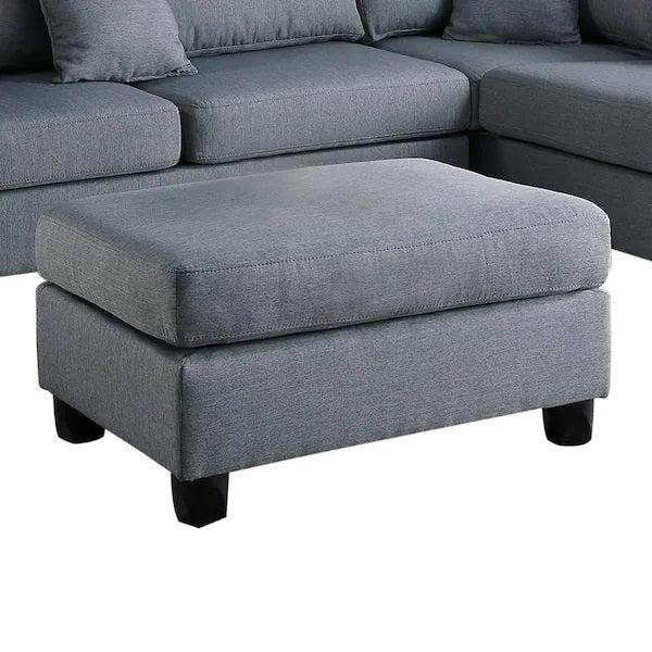 Grey Color 3pcs Sectional Living Room Furniture Reversible Chaise Sofa And Ottoman Polyfiber Linen Like Fabric Cushion Couch