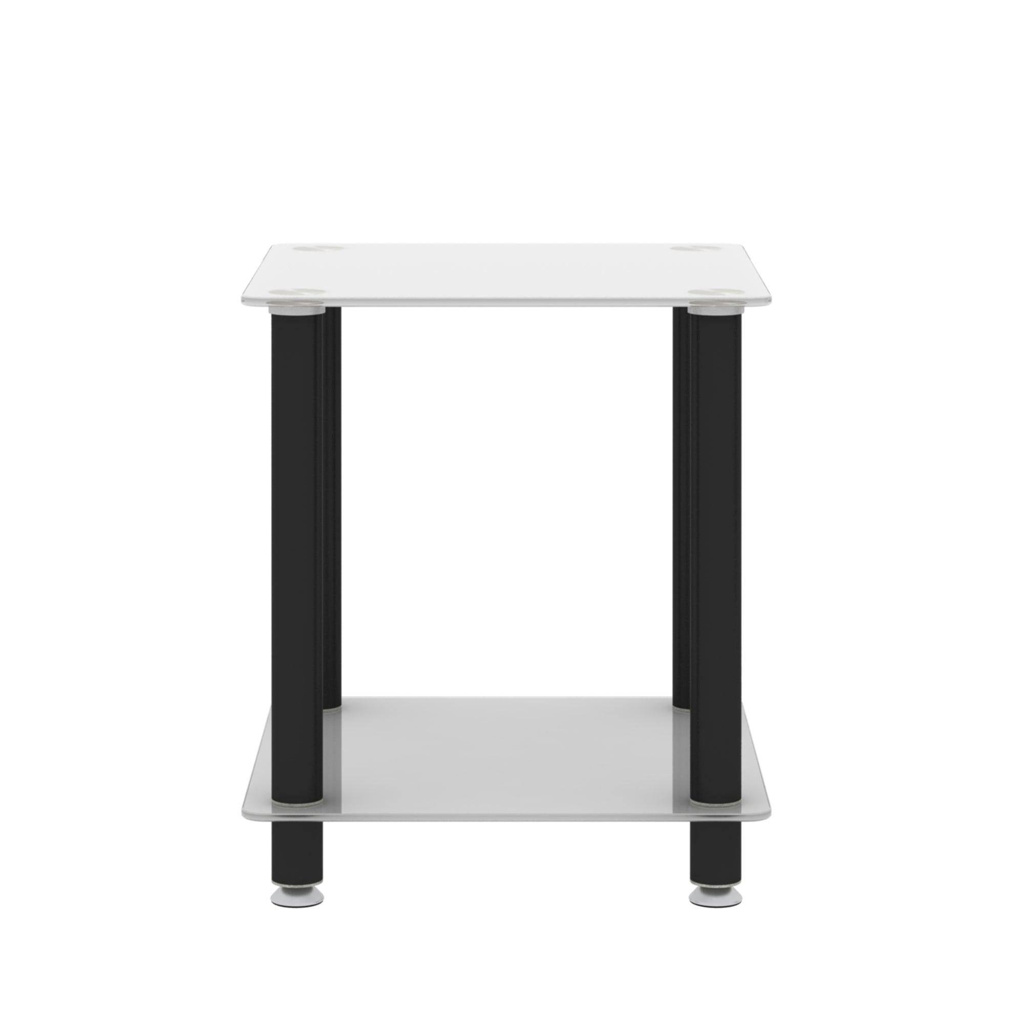 1-Piece White+Black Side Table , 2-Tier Space End Table ,Modern Night Stand, Sofa table, Side Table withStorage Shelve