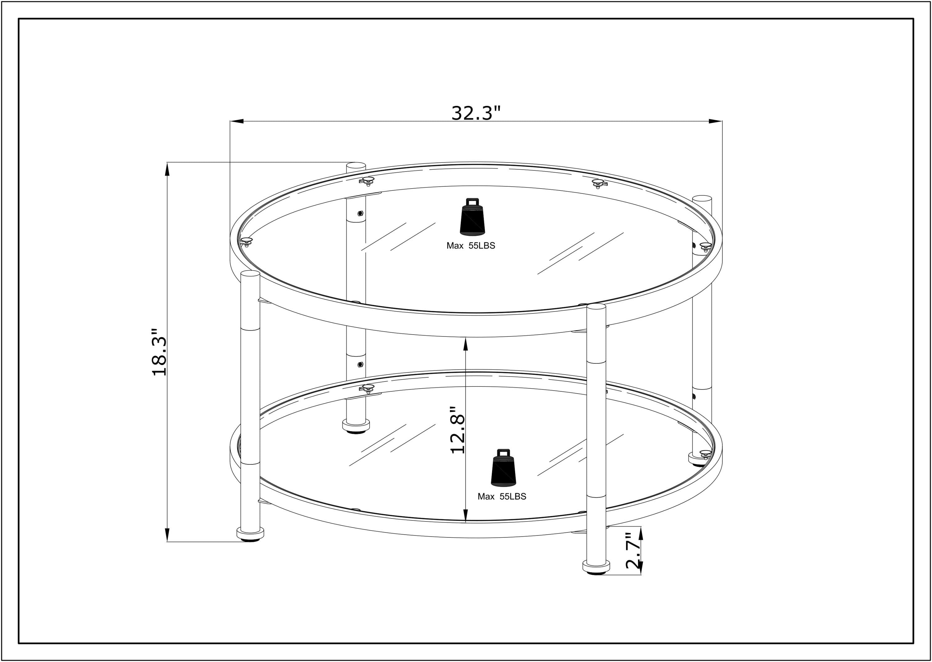 Contemporary Acrylic Coffee Table, 32.3'' Round Tempered Glass Coffee Table, Chrome/Silver  Coffee Table for Living Room