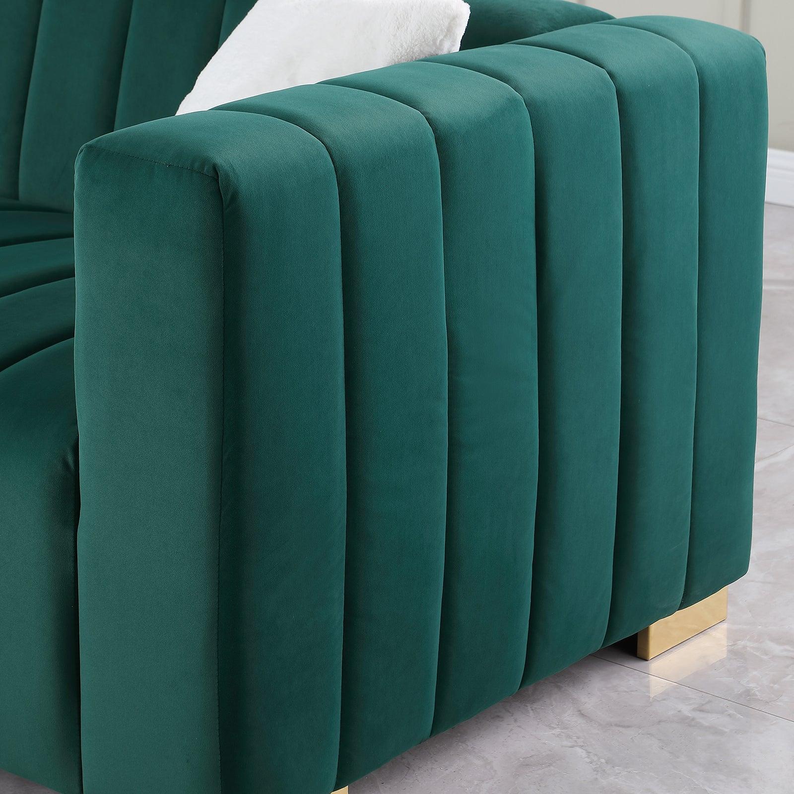 AModern  channel sofa  take on a traditional Chesterfield,Dark Green color,3 Seater