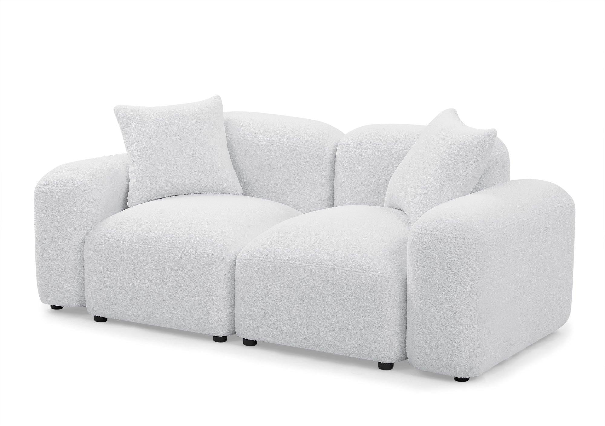 L-Shape Modular Sectional Sofa, DIY Combination,Teddy Fabric,White