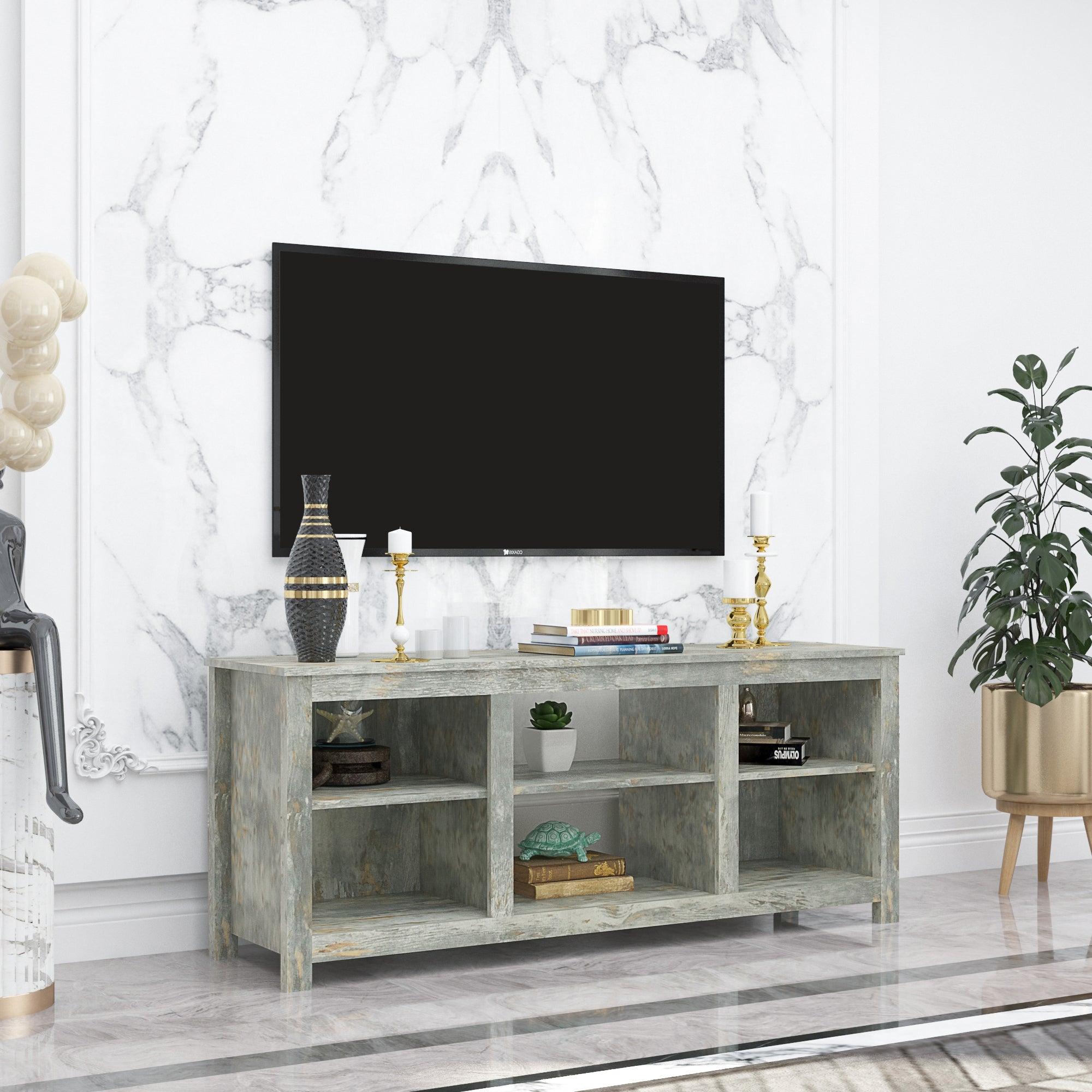 Living room TV stand furniture with 4Storage compartments and 1 shelf cabinet, high-quality particle board