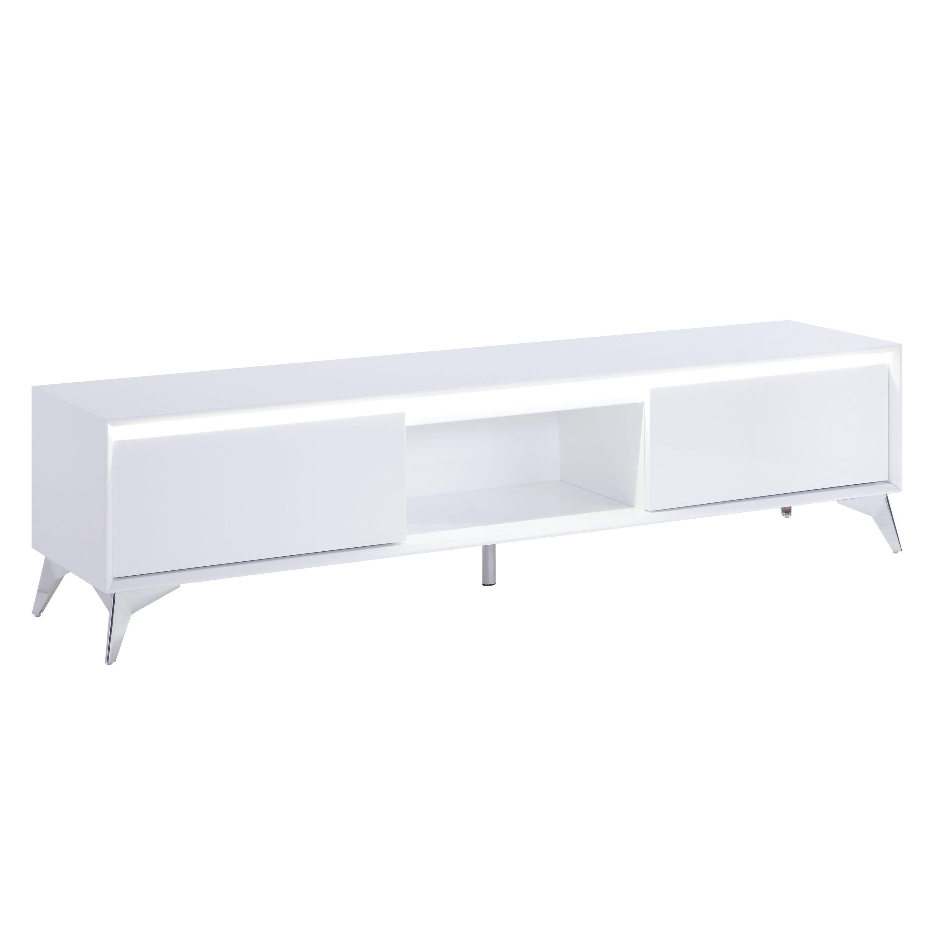 ACME Raceloma TV stand , LED, White & Chrome Finish 91995