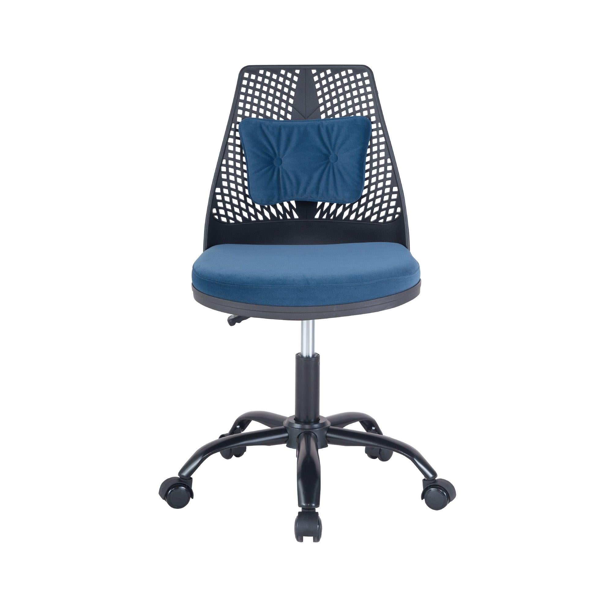 Office Task Desk Chair Swivel Home Comfort Chairs,Adjustable Height with ample lumbar support,Black+Blue image