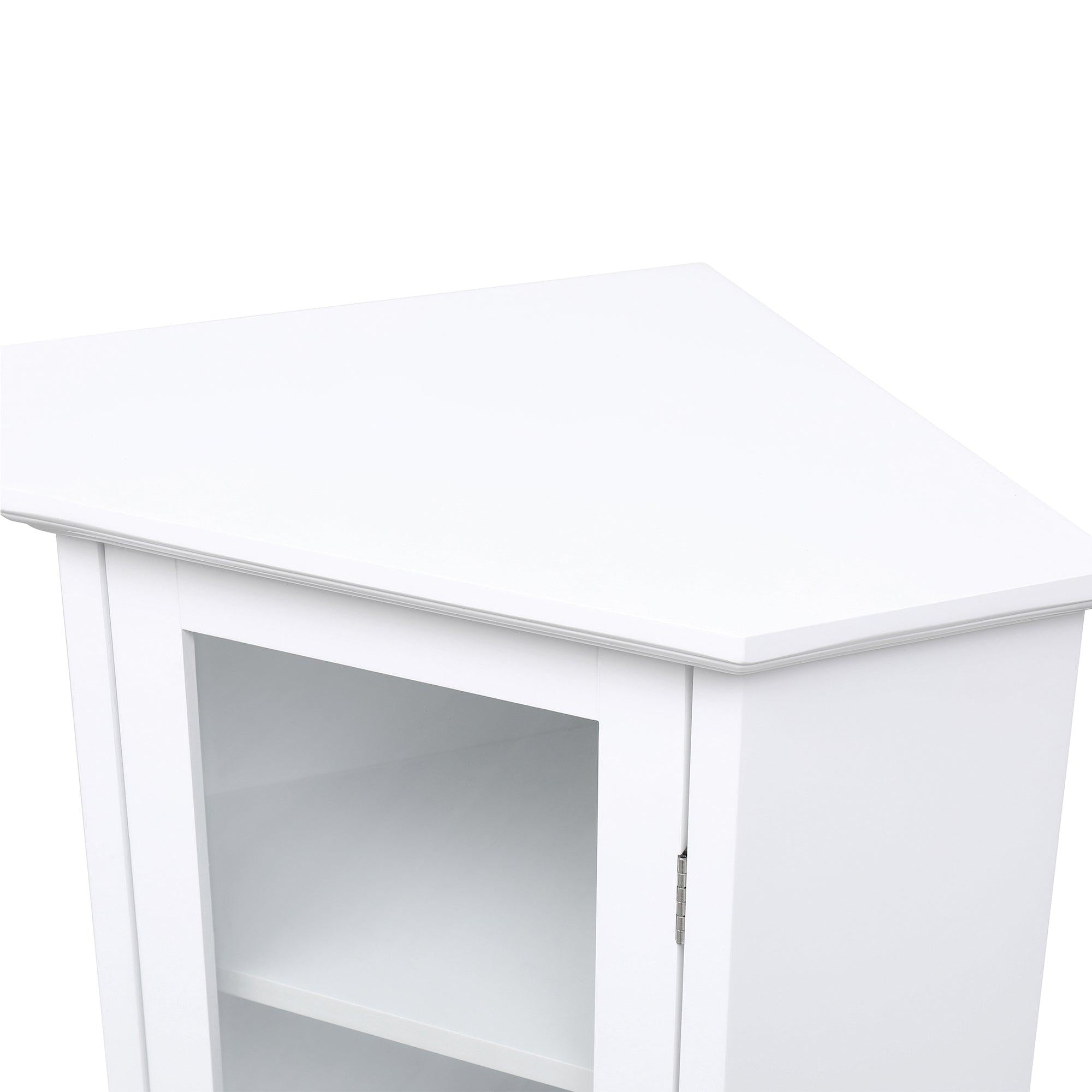 Freestanding Bathroom Cabinet with Glass Door, CornerStorage Cabinet for Bathroom, Living Room and Kitchen, MDF Board with Painted Finish, White