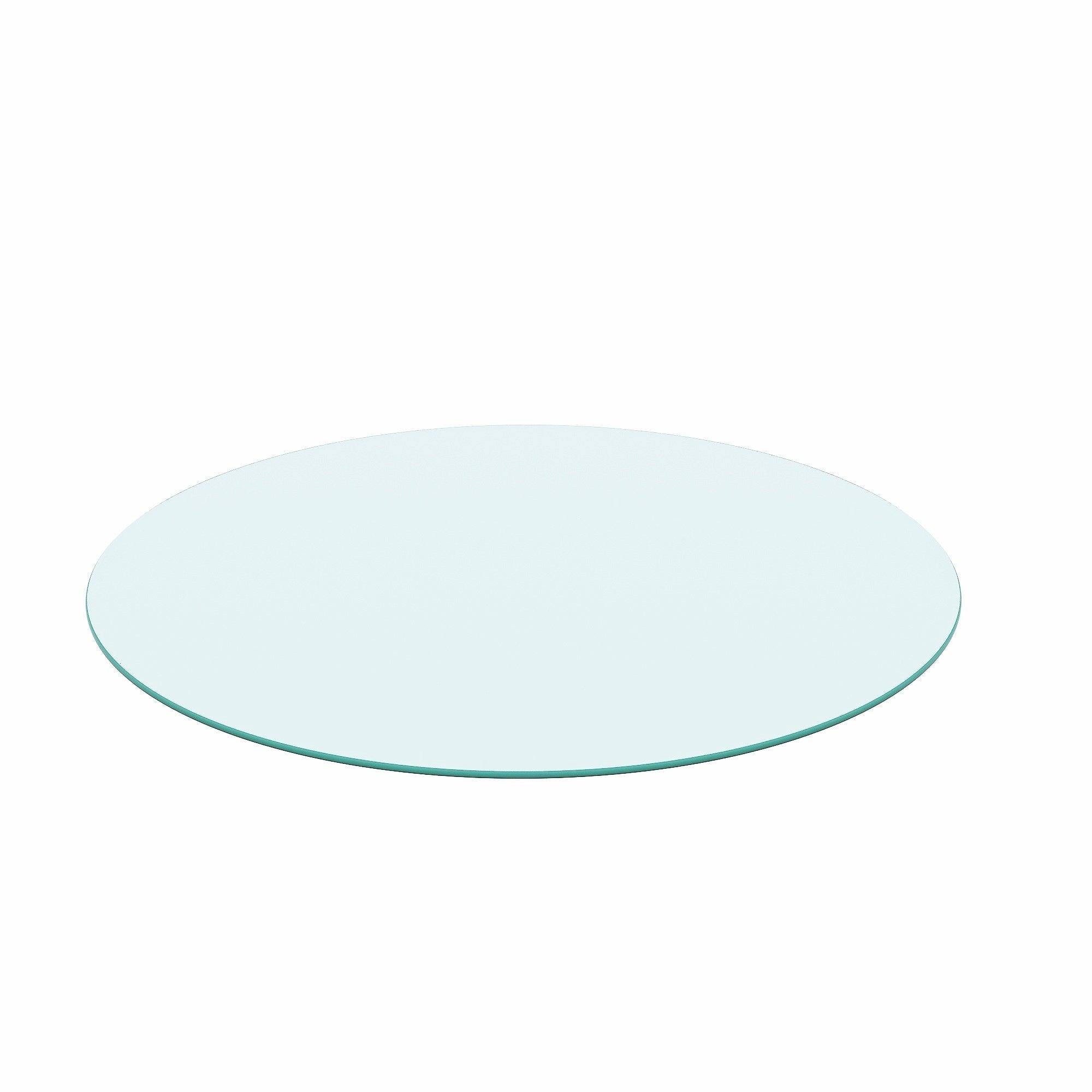 24" Inch Round Tempered Glass Table Top Clear Glass 1/4" Inch Thick Round Polished Edge