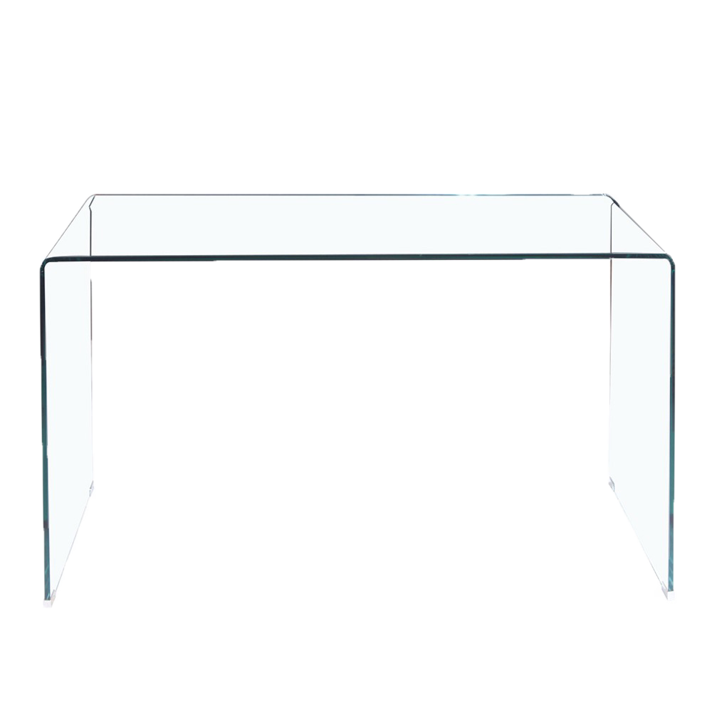 Glass Console Table, Transparent Tempered  Glass Console Table with Rounded Edges Desks, Sofa Table