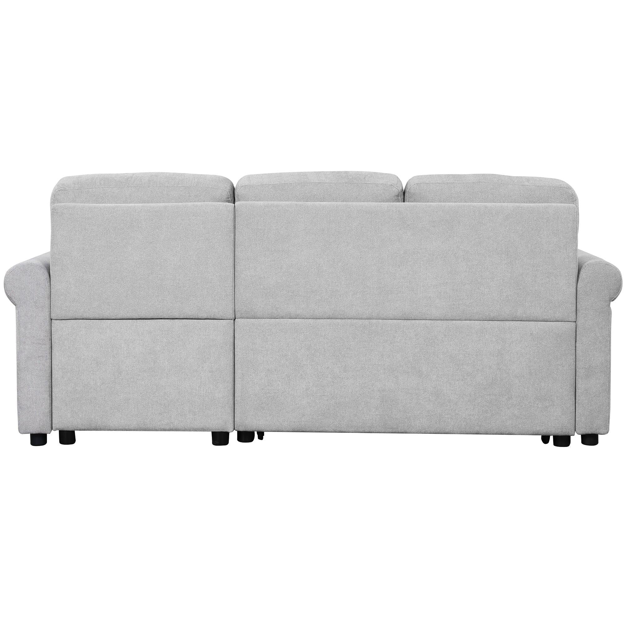 83"Modern Convertible Sleeper Sofa Bed withStorage Chaise,Gray