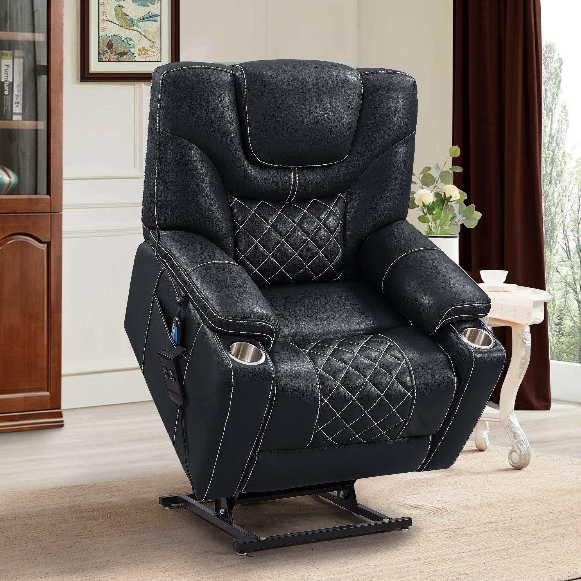 Electric Power Lift Recliner Chair  with 2 Motors Massage and Heat for Elderly, 3 Positions, 2 Side Pockets, Cup Holders, USB Charge Ports, 180 degrees Power Reclining Chair image