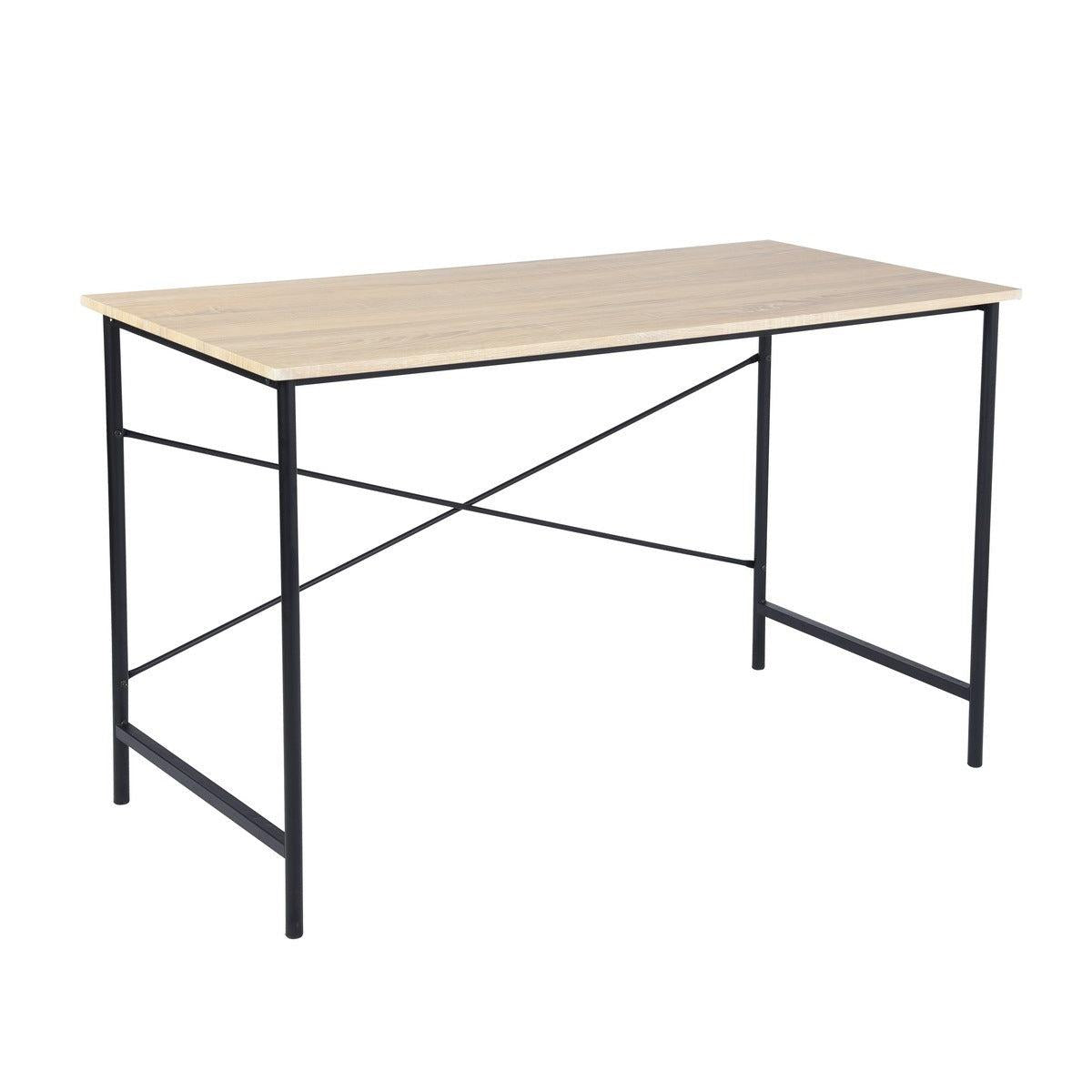 47.2“W x 23.6”D x 29.6“H Metal Frame Home Office Writing Desk - Oak & Black