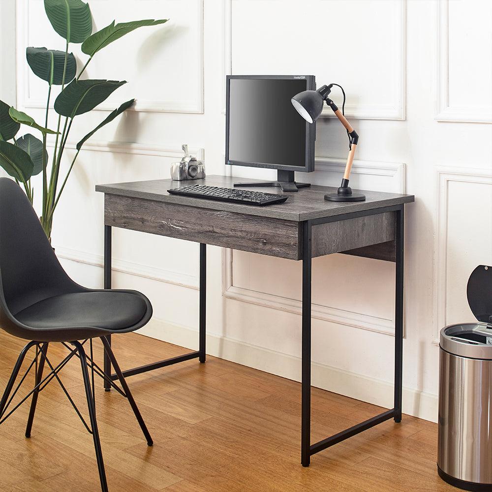 Niche Wood and Metal Desk with One Drawer in Rustic Gray image