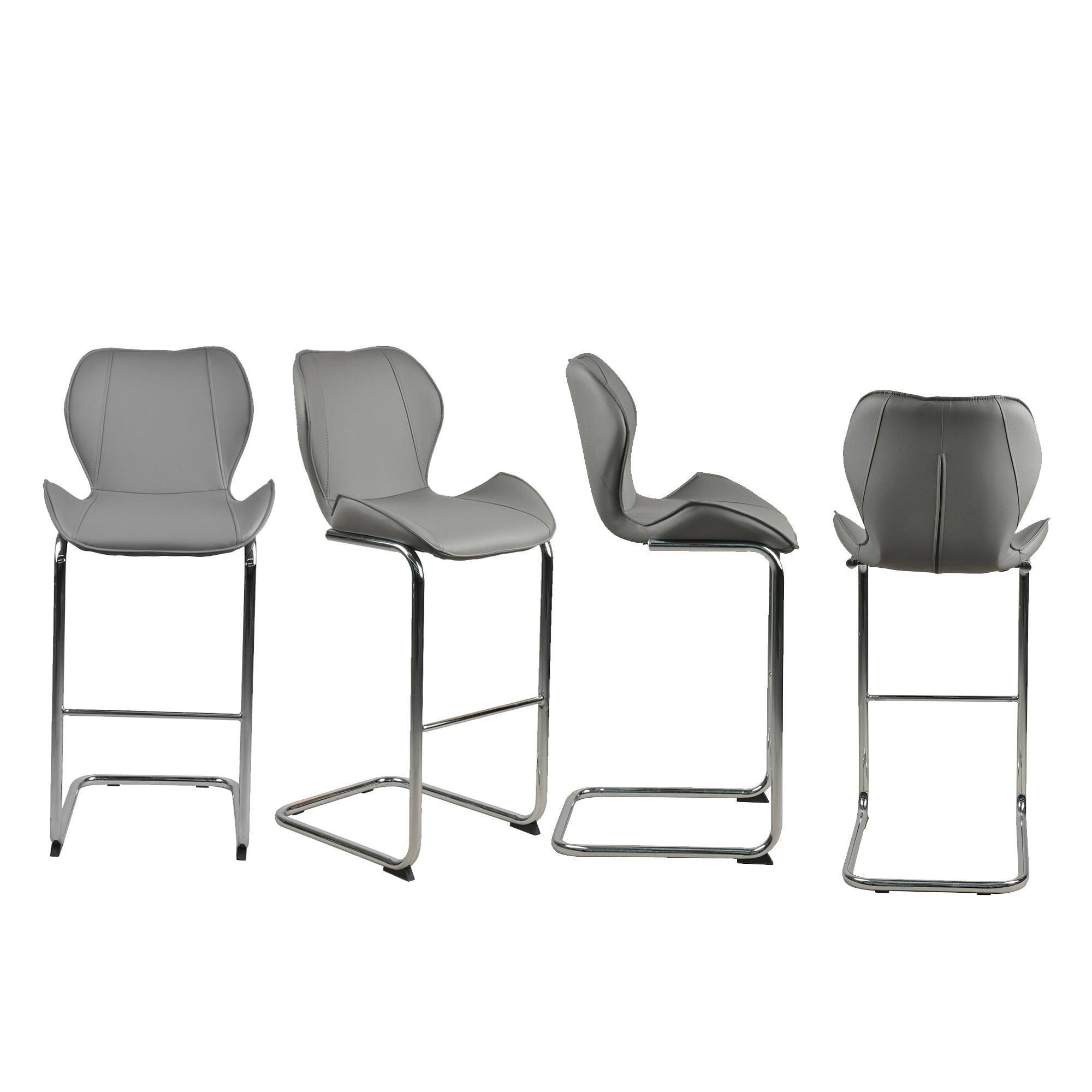 Bar chairModern design for dining and kitchen barstool with metal legs set of 4 (Grey)