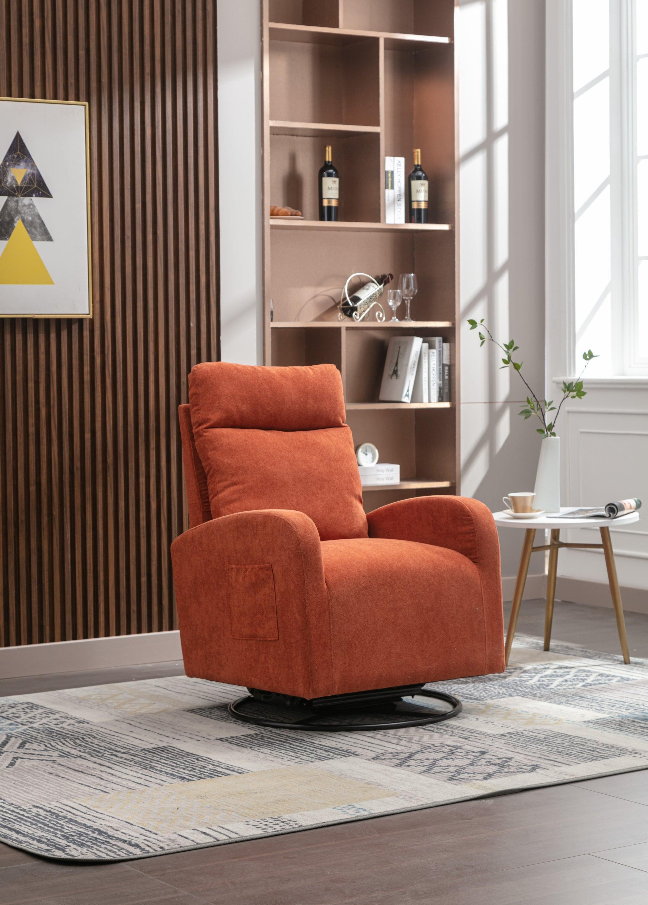 Upholstered Swivel Glider.Rocking Chair for Nursery in Orange.Modern Style One Left Bag image