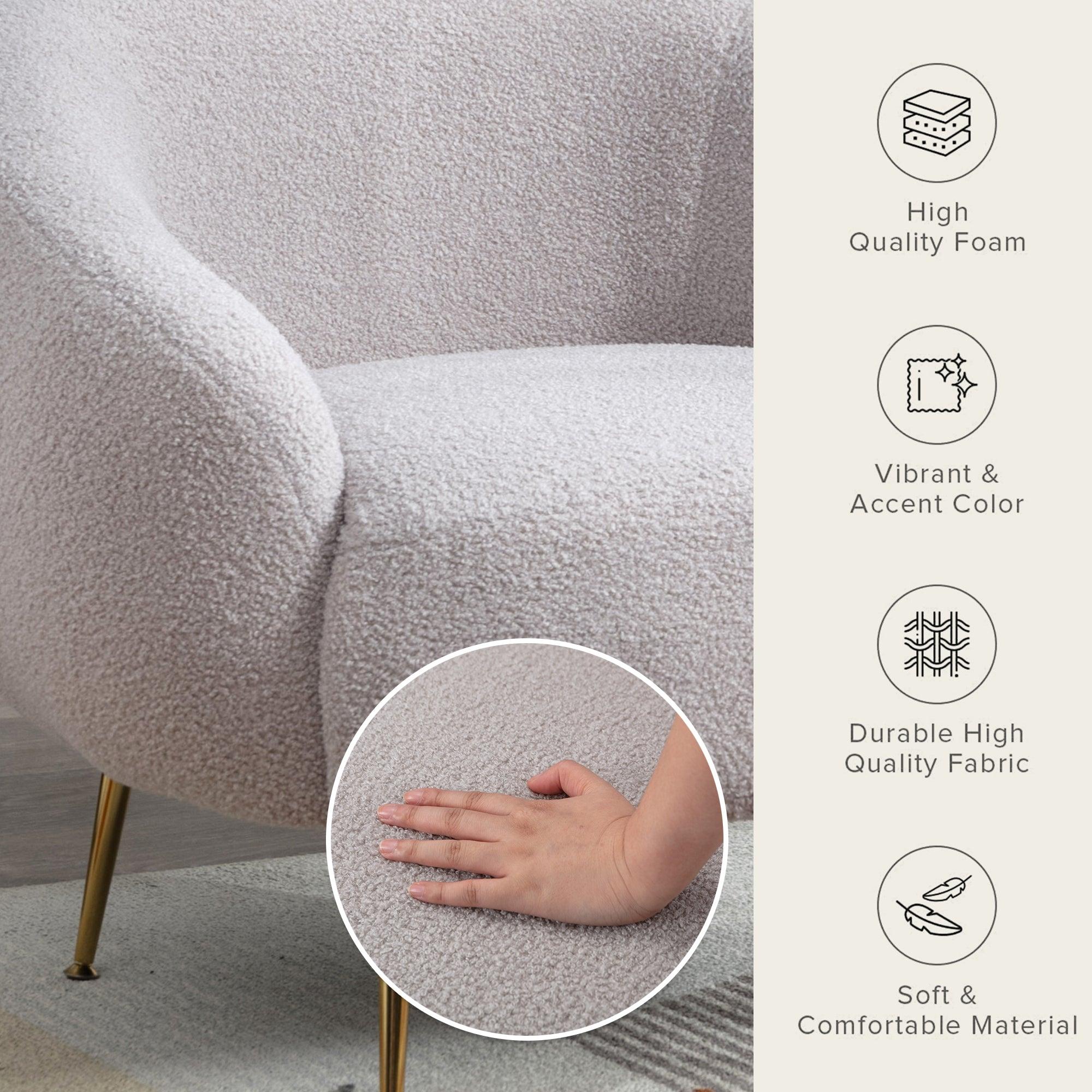 Modern Comfy Leisure Accent Chair, Teddy Short Plush Particle Velvet Armchair with Ottoman for Living Room